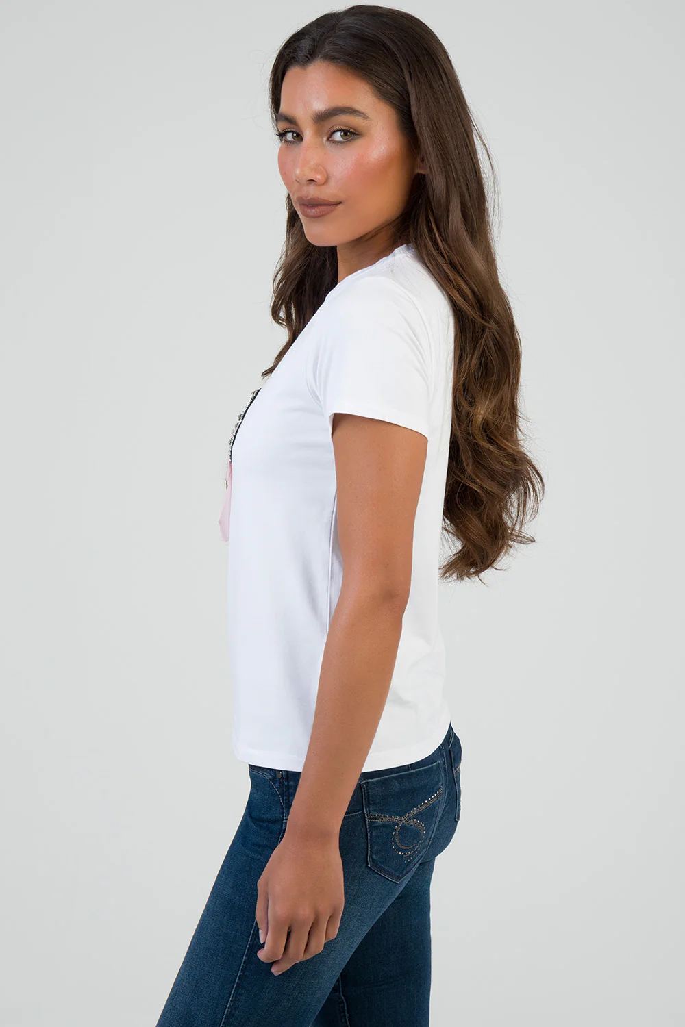 Make Your Move Logo & Pink Bow Regular T-Shirt - White - Image 2
