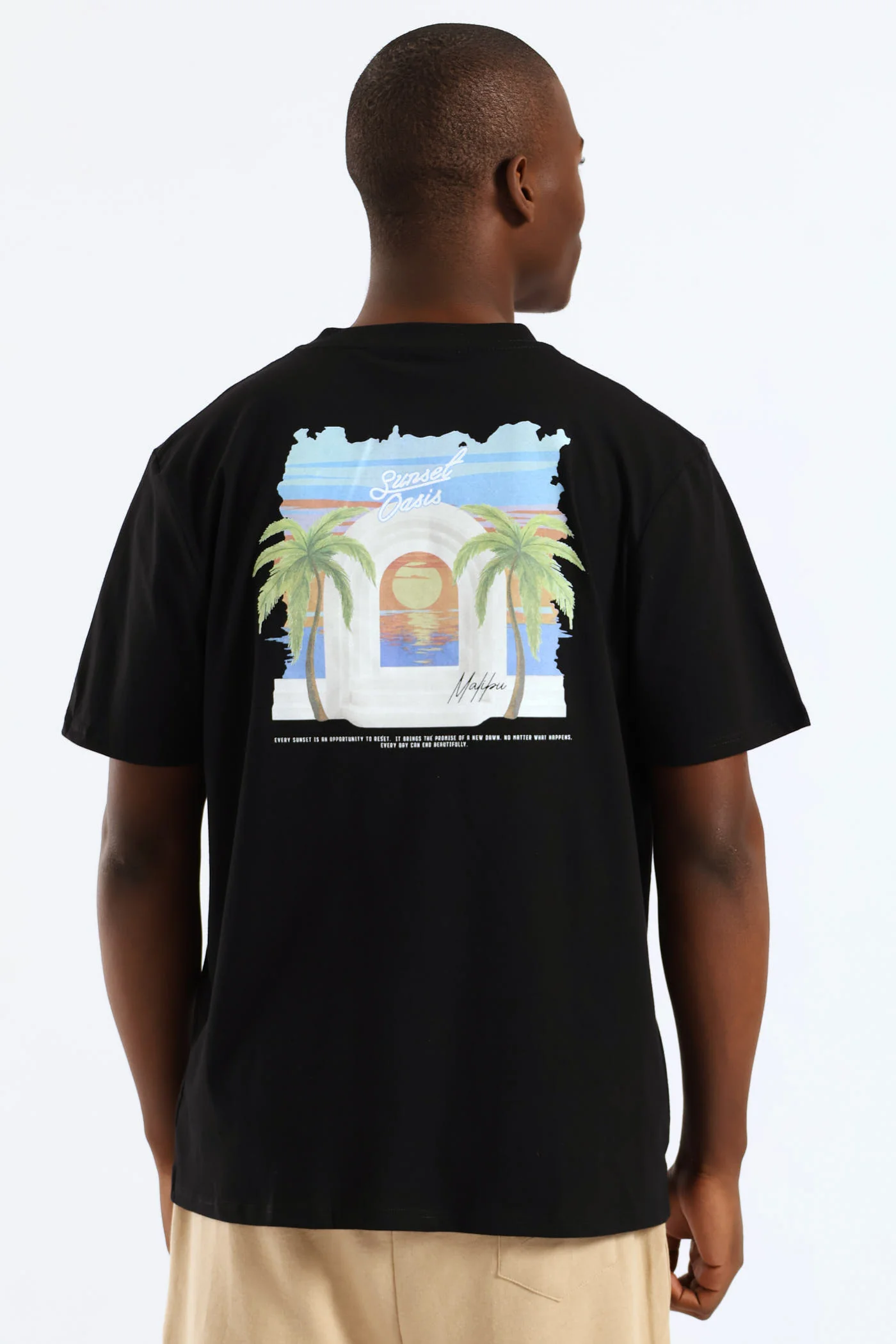 Malibu Front & Back Printed Tee - Black - Image 2