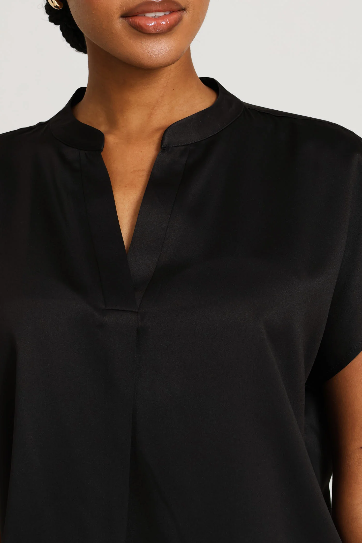 Mandarin Collar Blouse - Black - Image 2