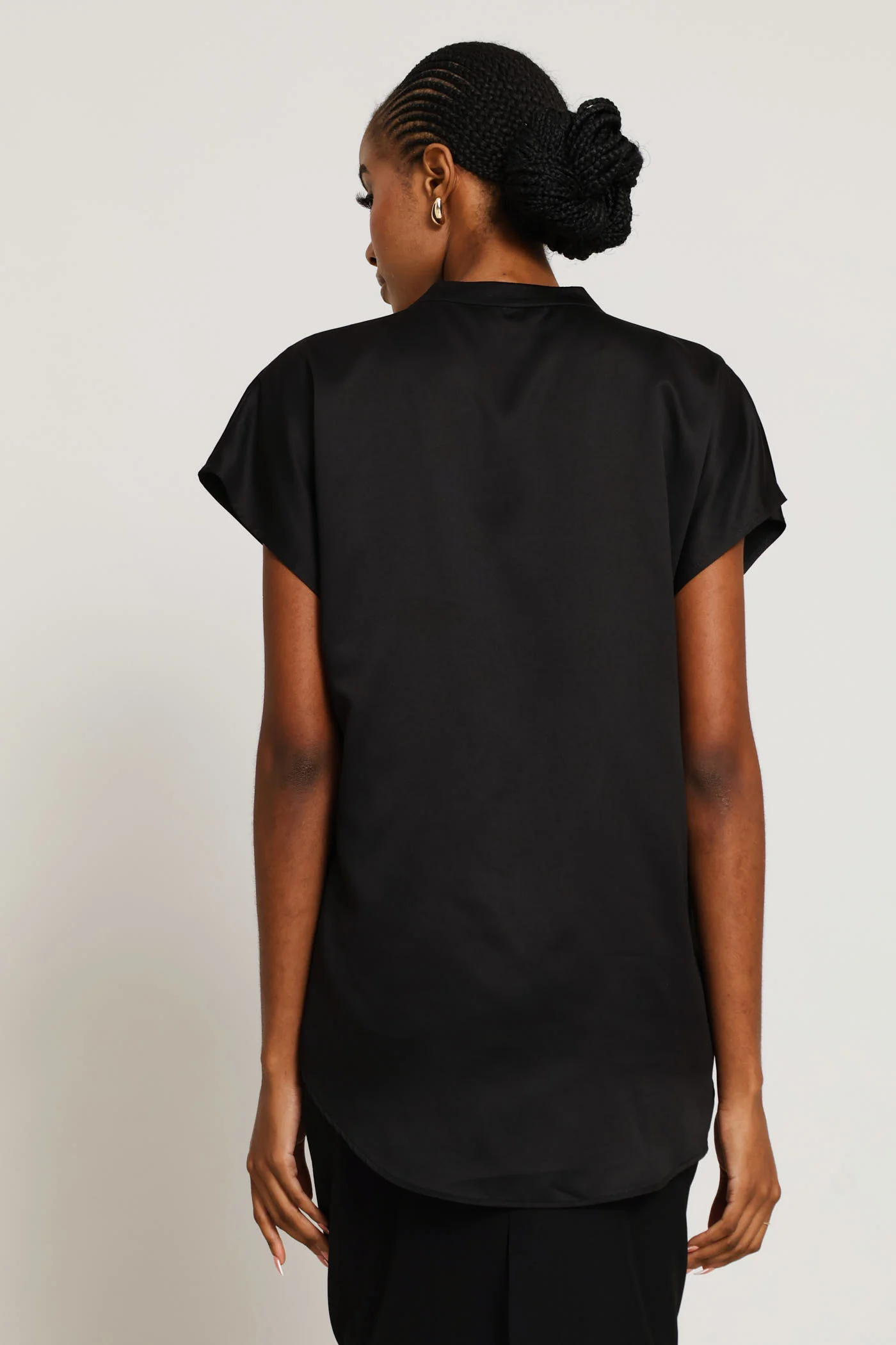 Mandarin Collar Blouse - Black - Image 4