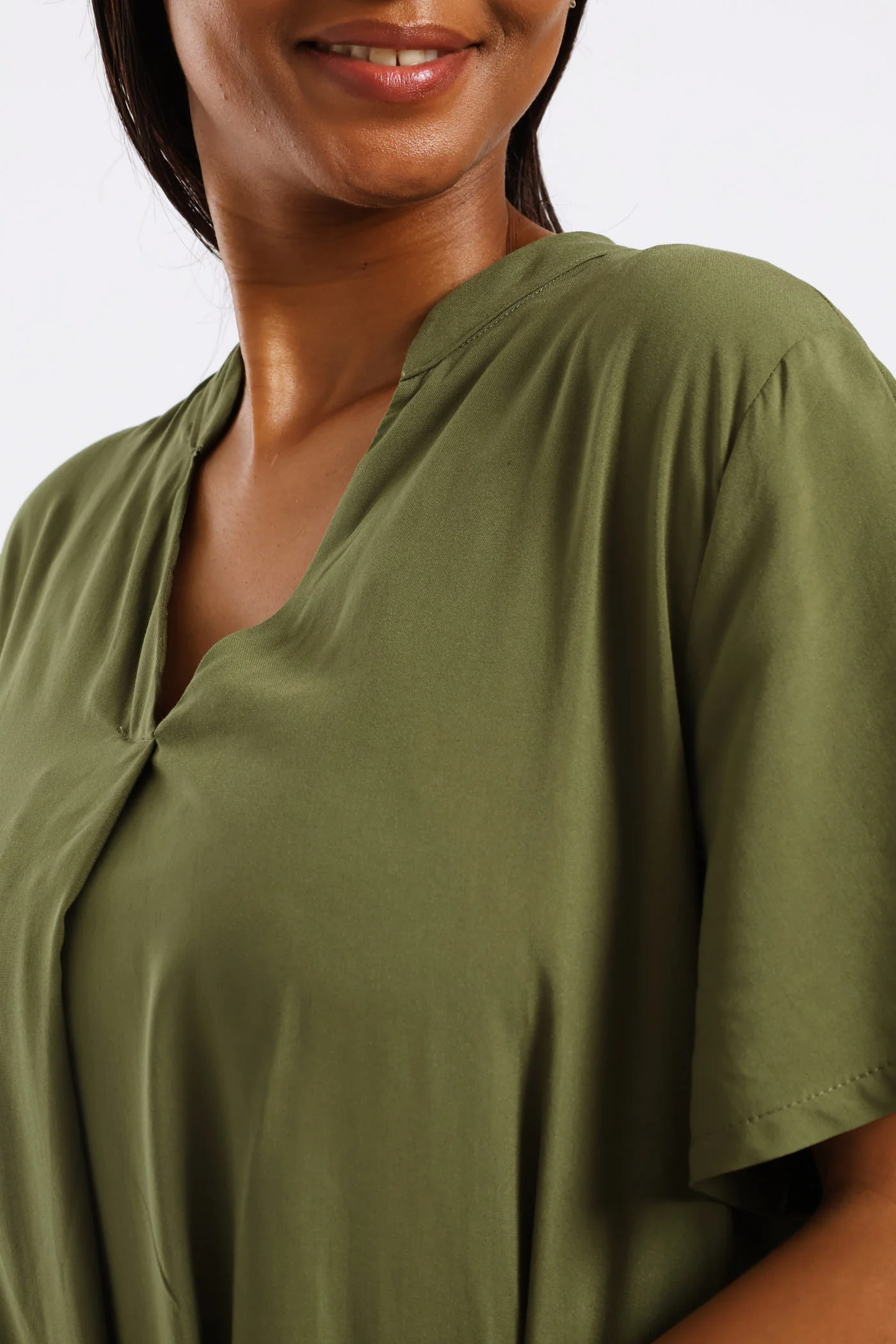 Mandarin Shift Dress - Jungle Green - Image 2