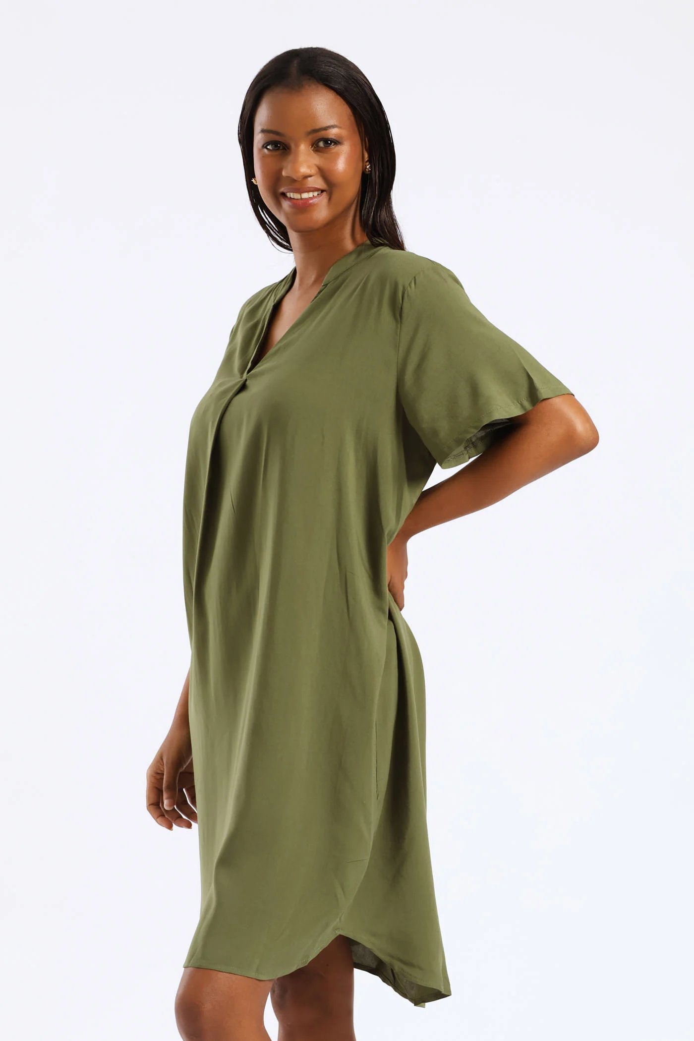 Mandarin Shift Dress - Jungle Green - Image 3