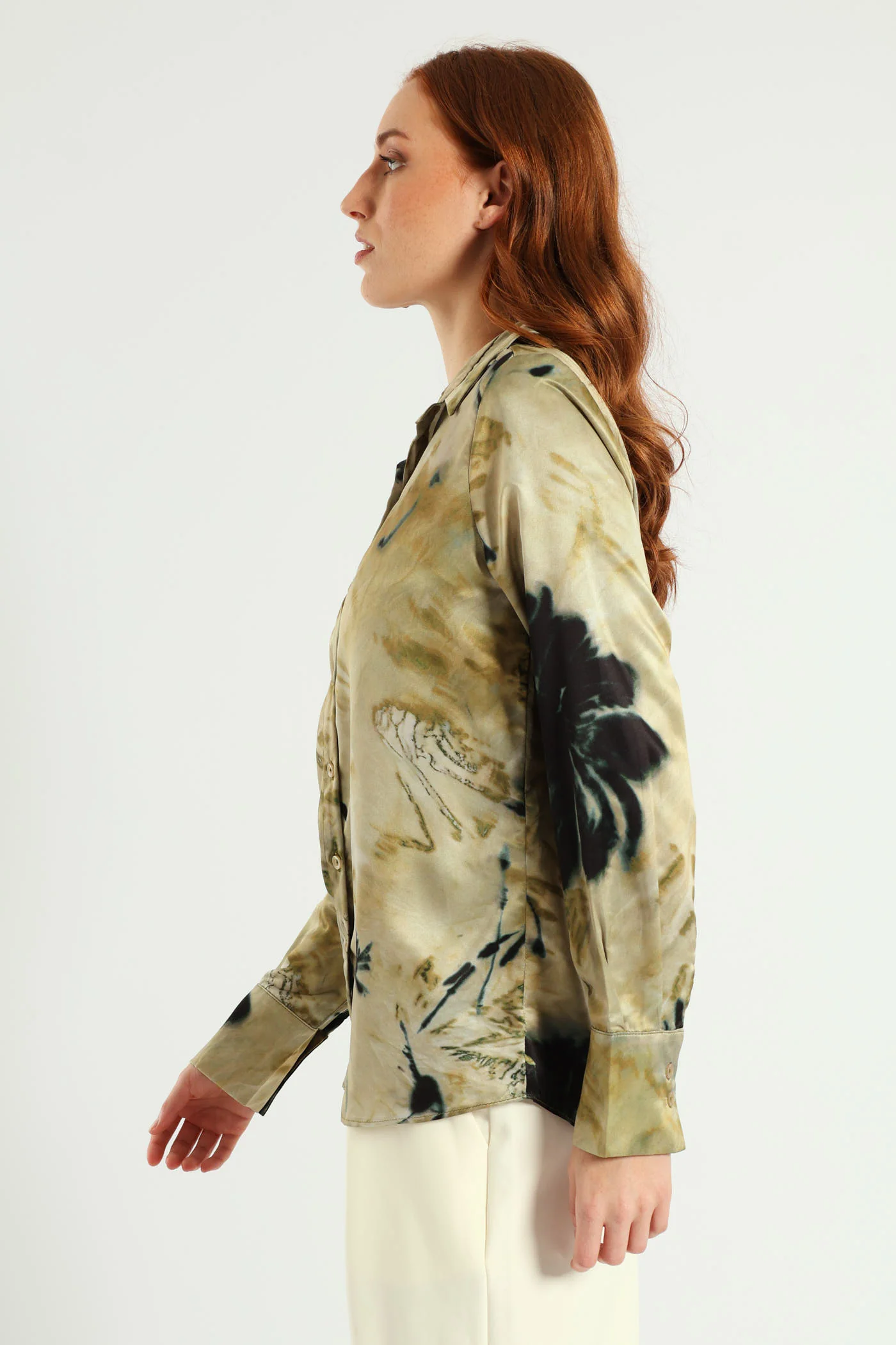Marble Satin Shirt - Abstract Marble - Image 2