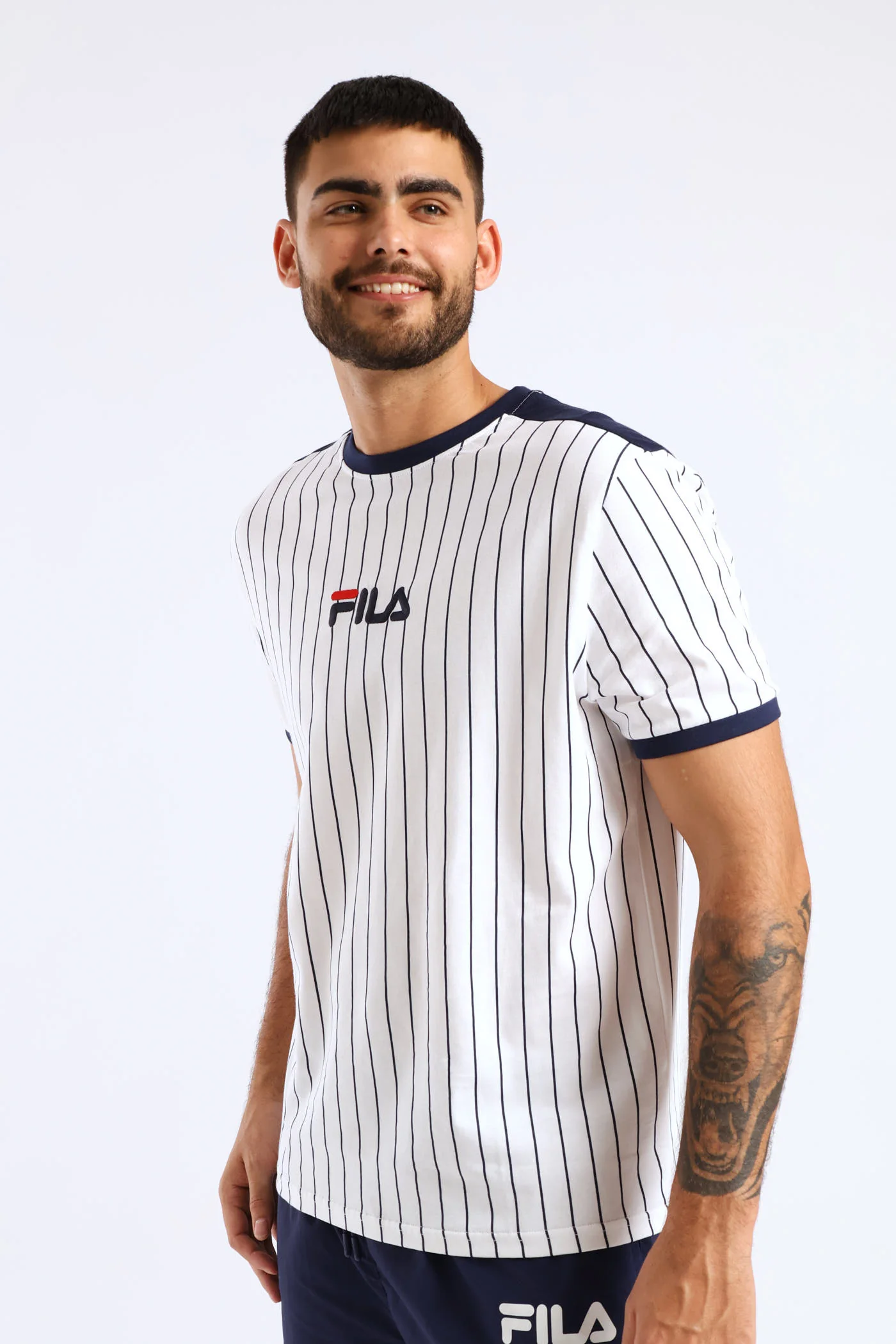 Marina T-Shirt - White/Navy - Image 3