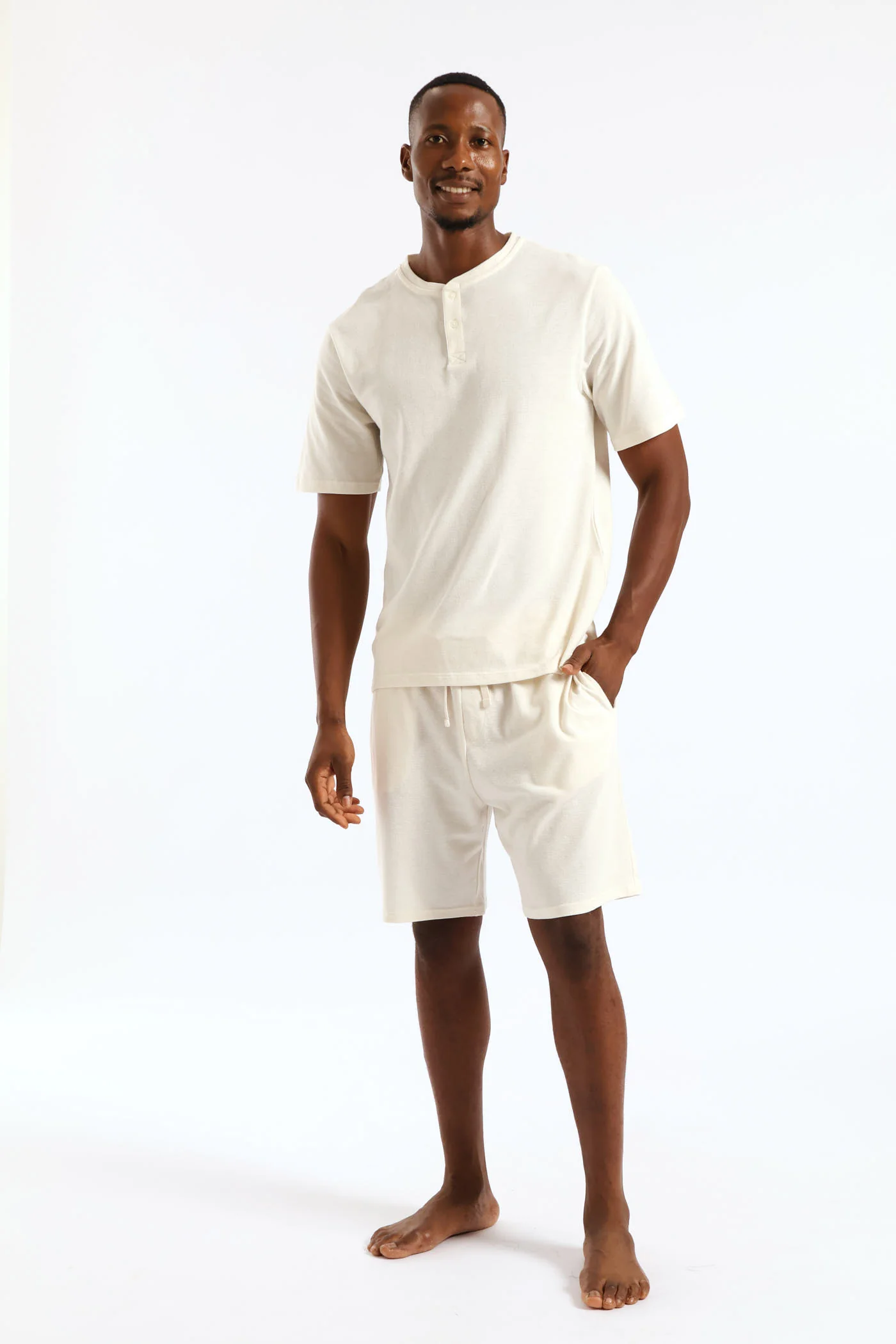 Marshmallow Henley Pyjama Top - Cream - Image 2