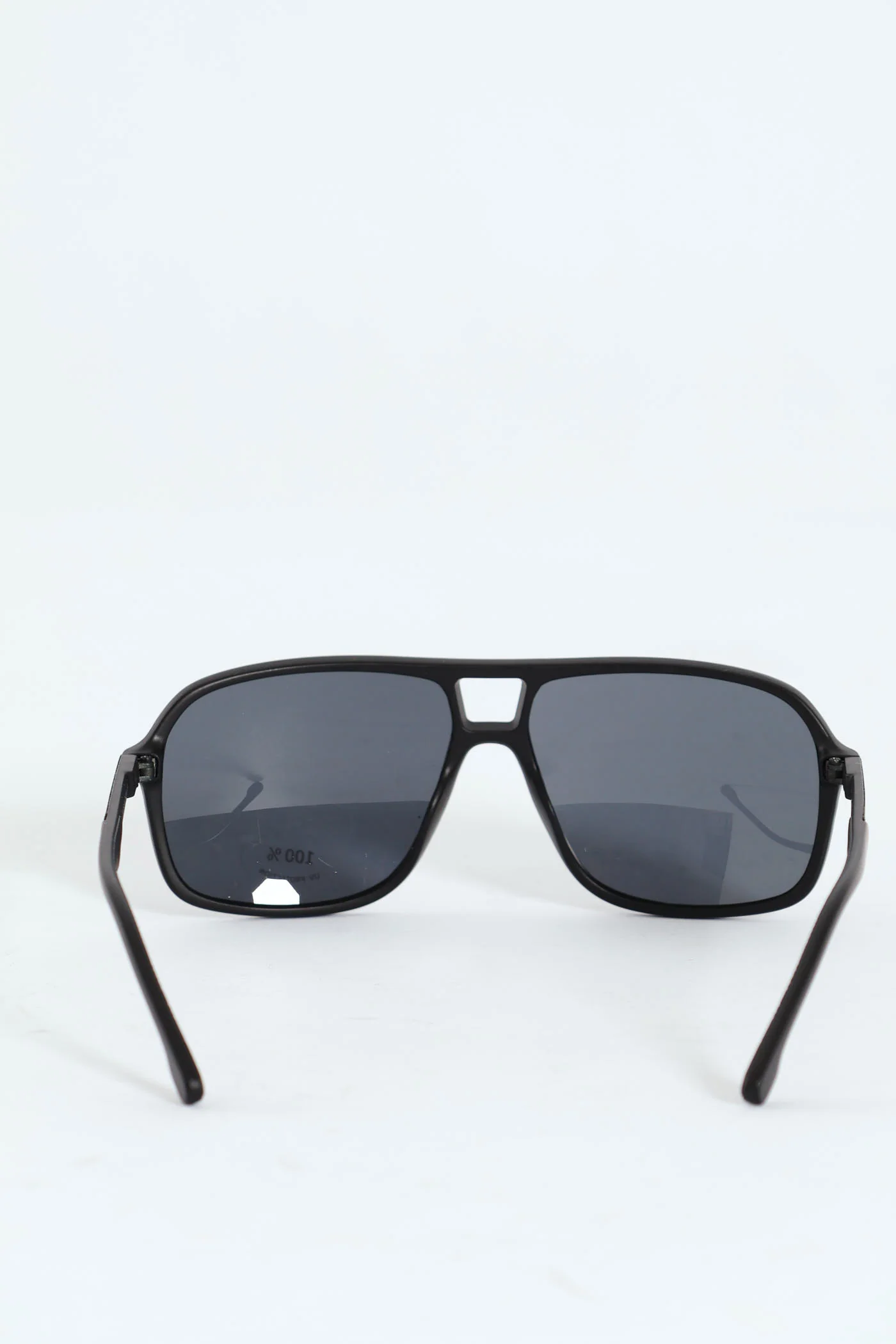 Matte Retro Aviator Sunglasses - Black - Image 3