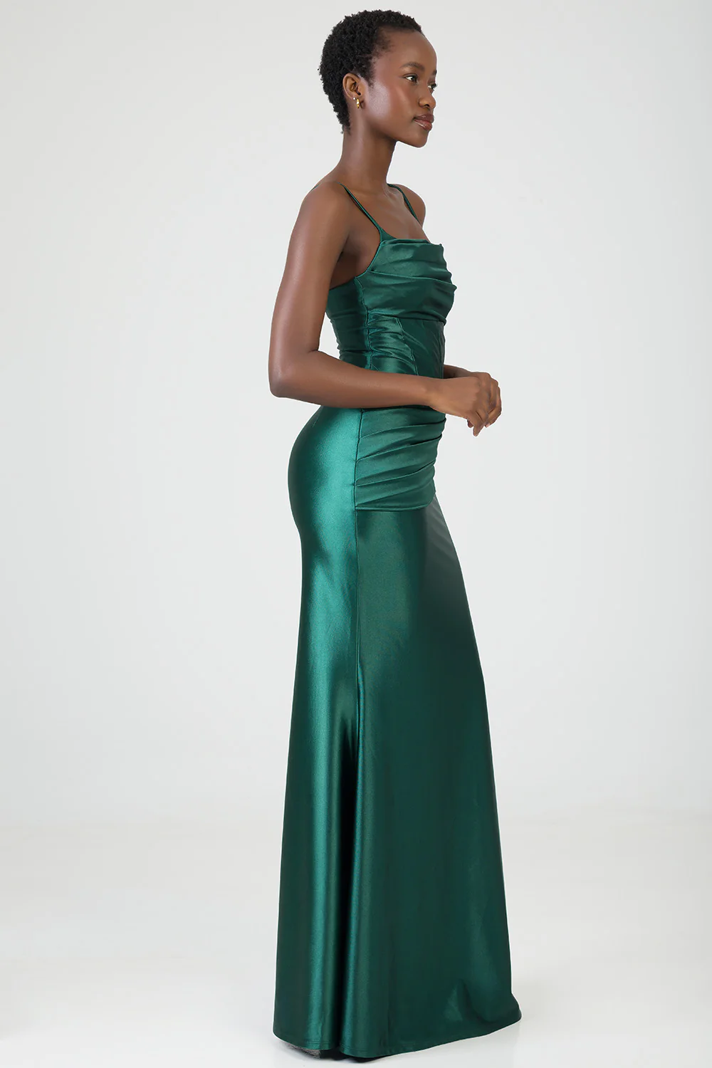 Maxi Dress With Corset & Pleat Detail - Emerald Green - Image 4