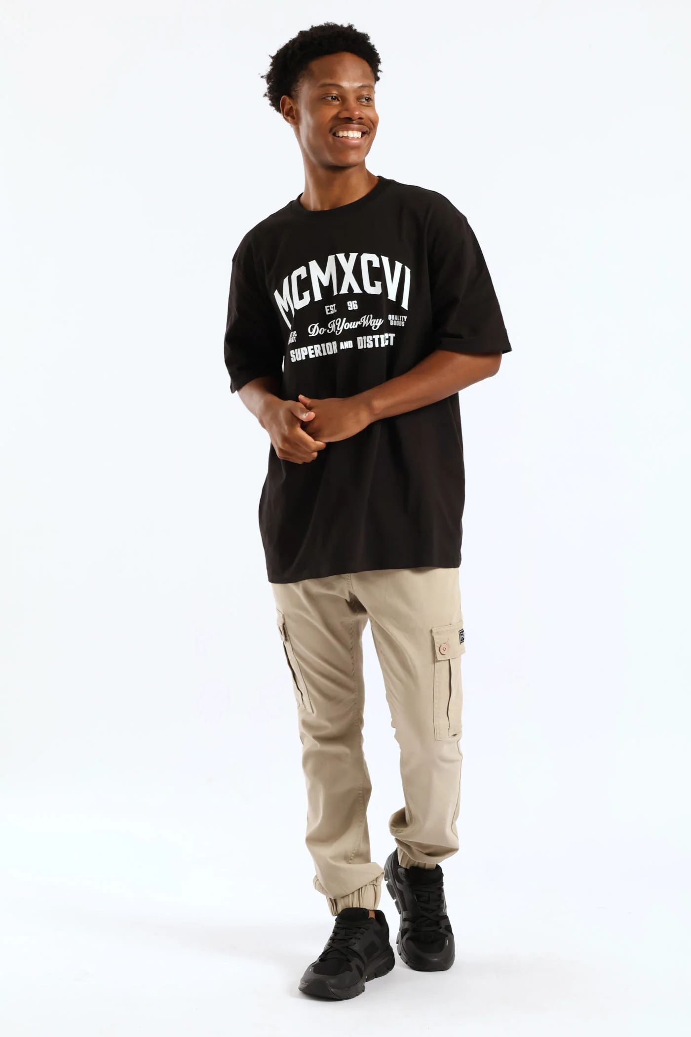 Mcmxcvi Basic Print Tee - Black - Image 5