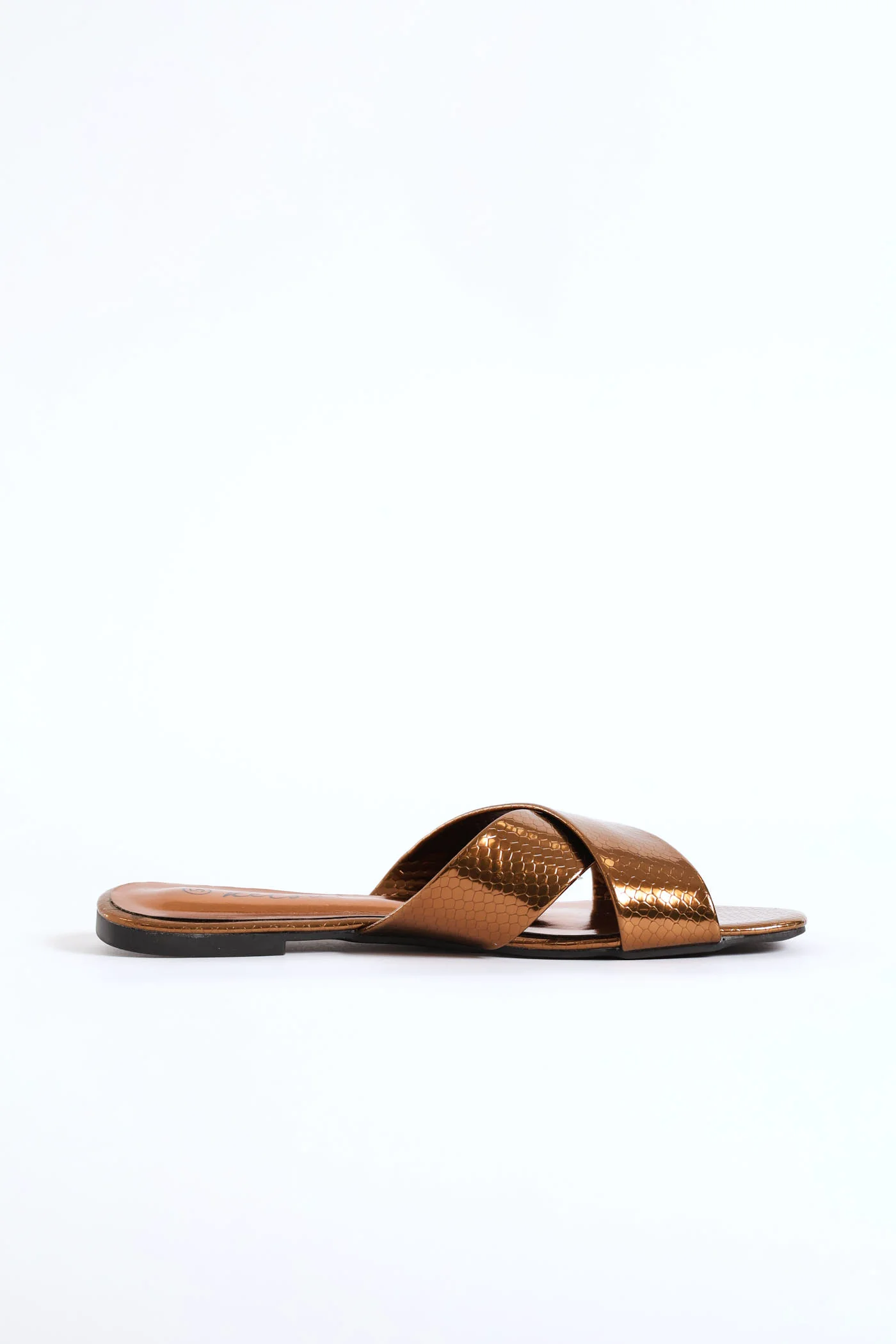 Medium Width Cross Strap Mule Sandal - Bronze - Image 3