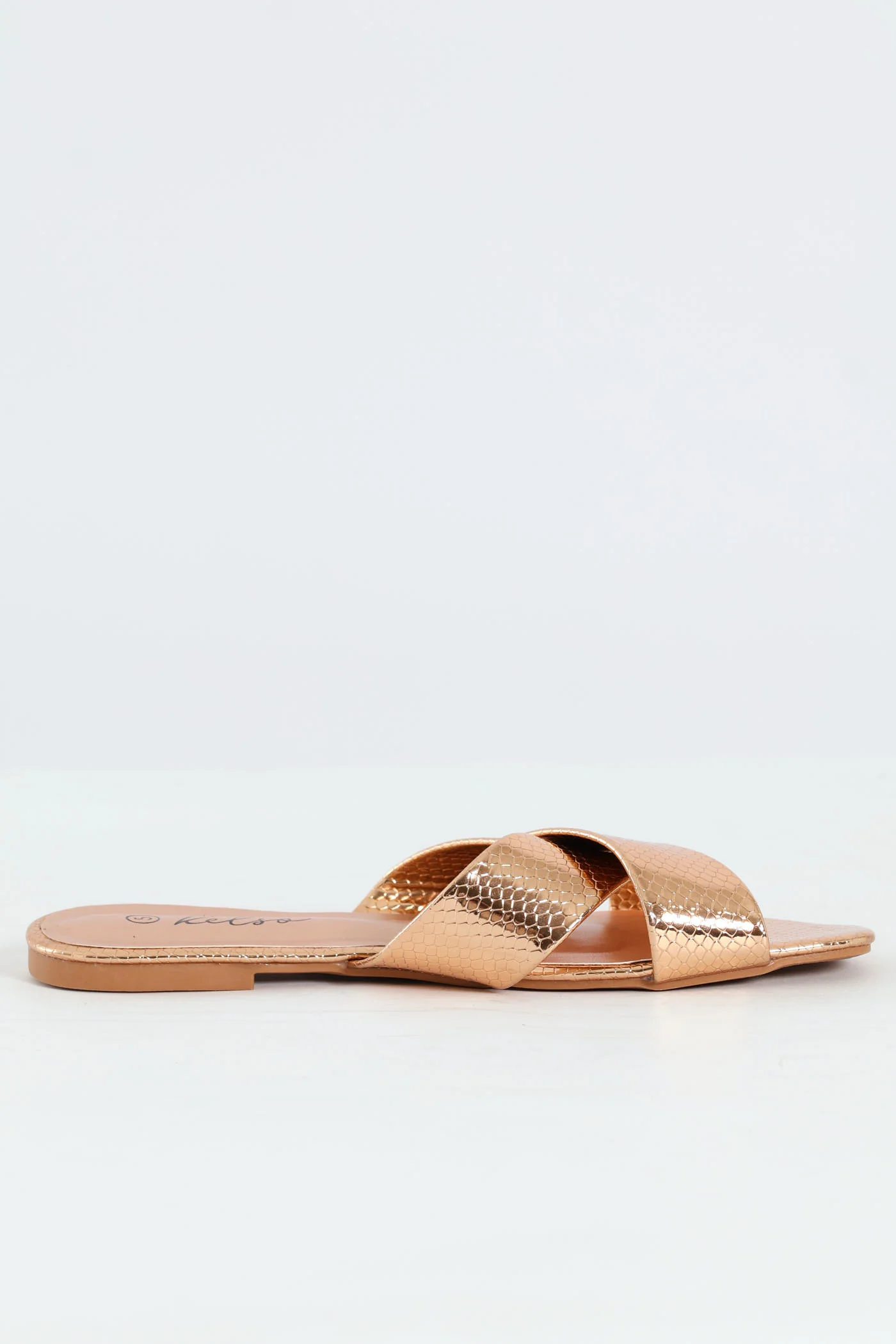 Medium Width Cross Strap Mule Sandal - Rose Gold - Image 3