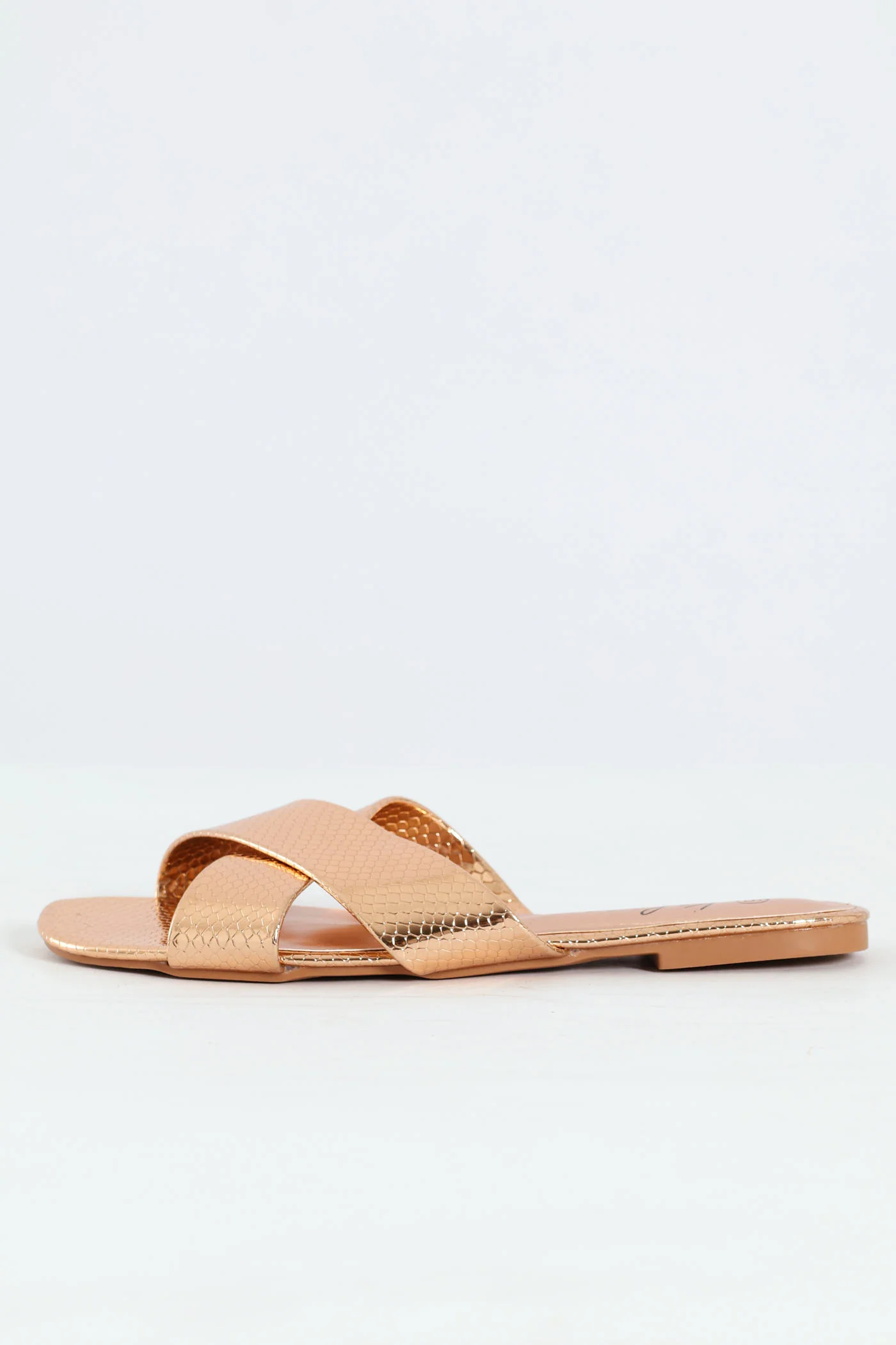 Medium Width Cross Strap Mule Sandal - Rose Gold - Image 4
