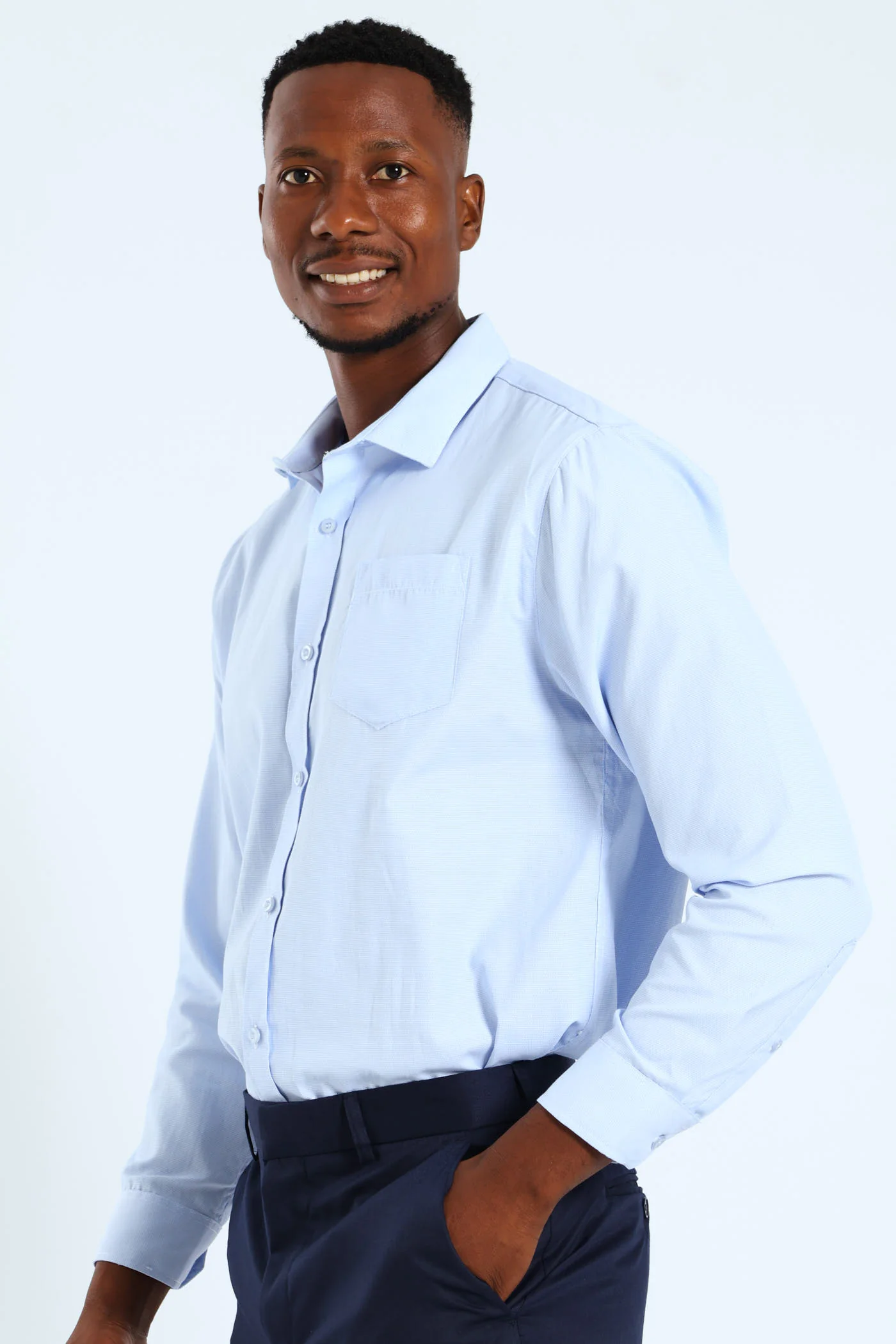 Melange Effect Textured Shirt - Light Blue - Image 10