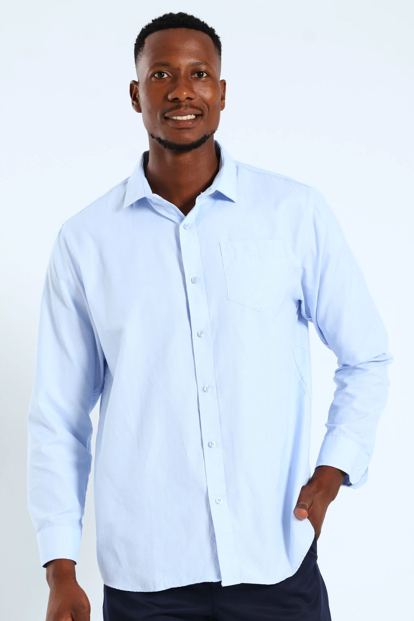 Melange Effect Textured Shirt - Light Blue - Image 11