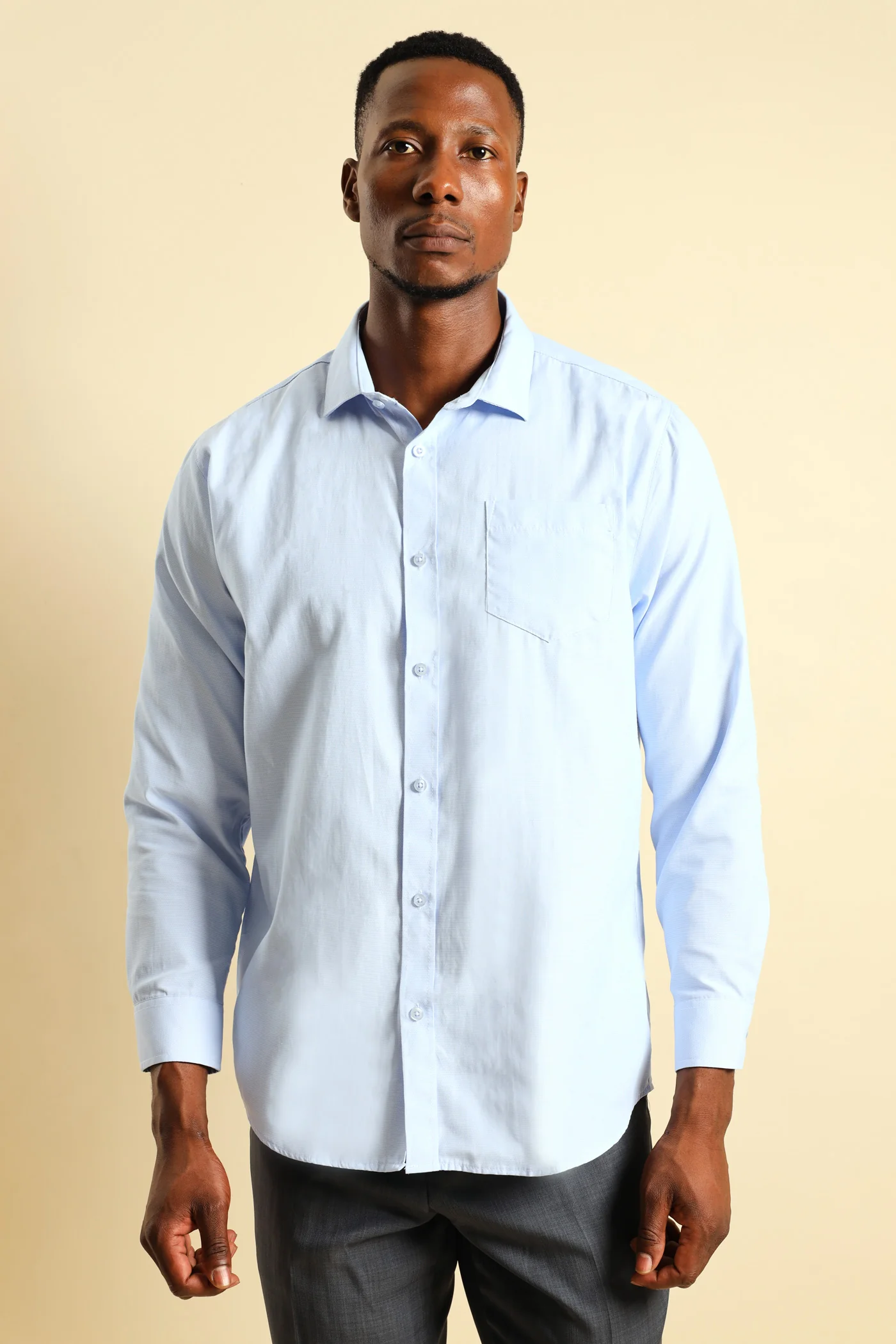 Melange Effect Textured Shirt - Light Blue - Image 4