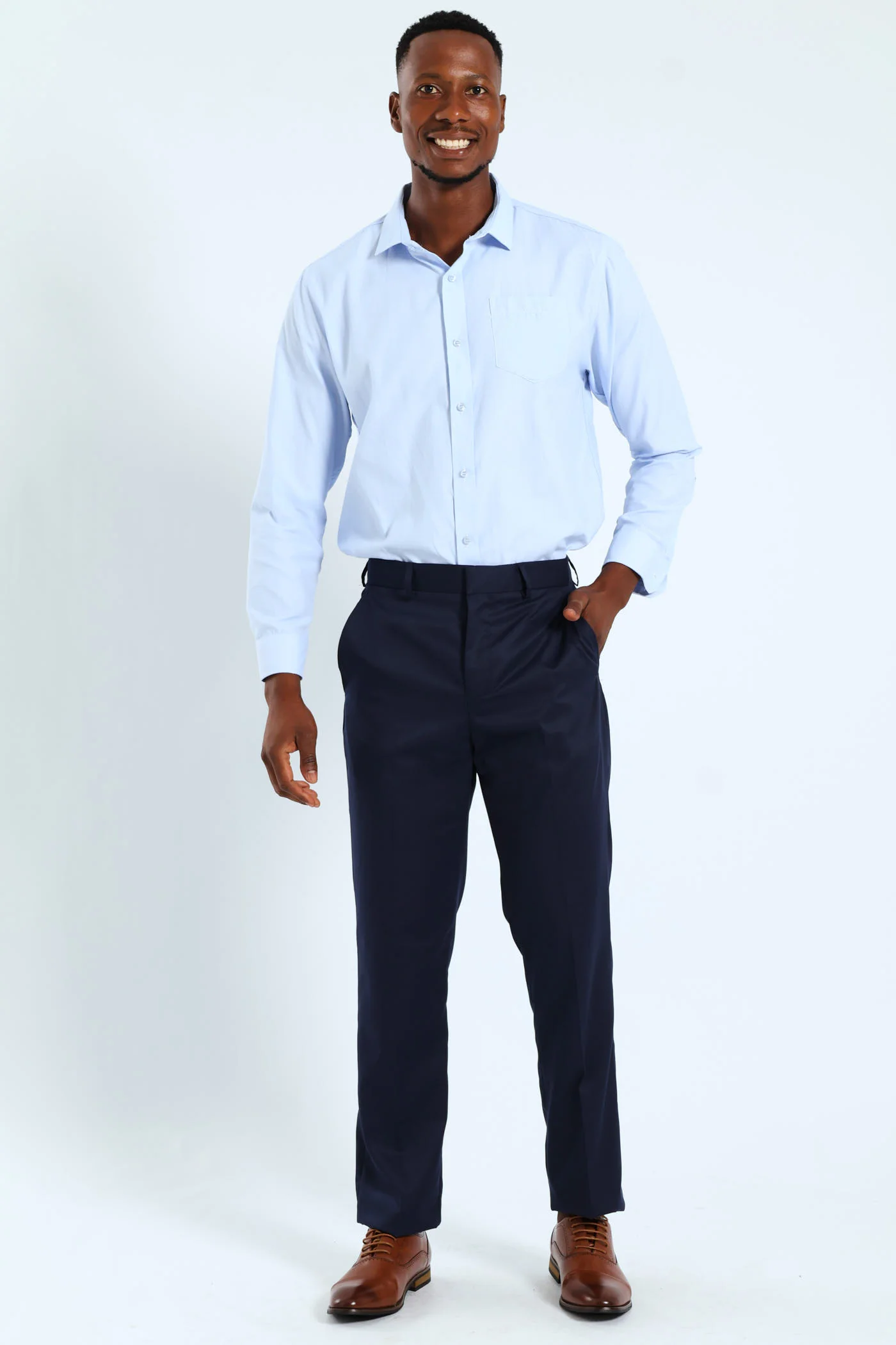 Melange Effect Textured Shirt - Light Blue - Image 9