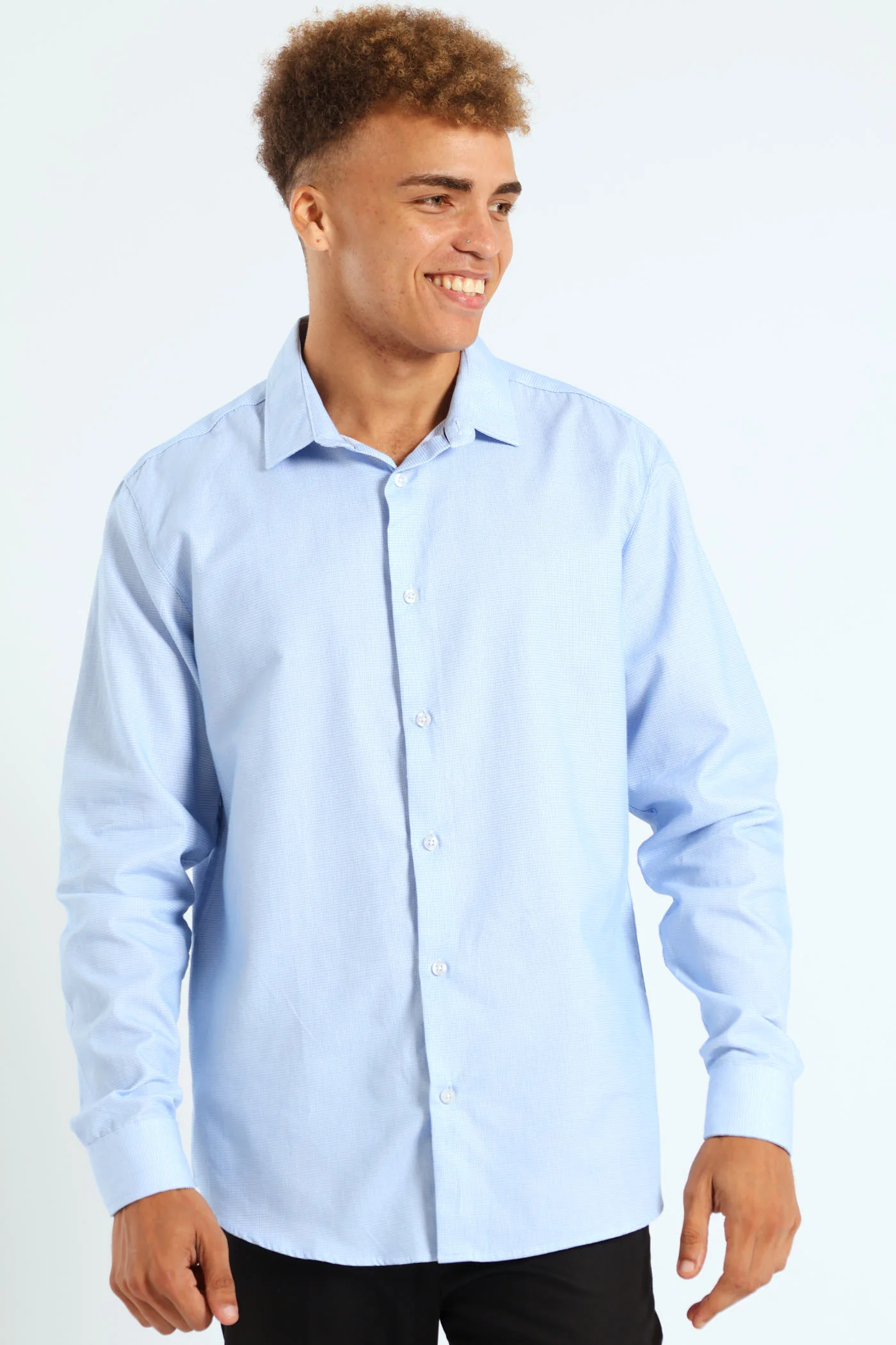 Melange Textured Shirt - Blue - Image 5