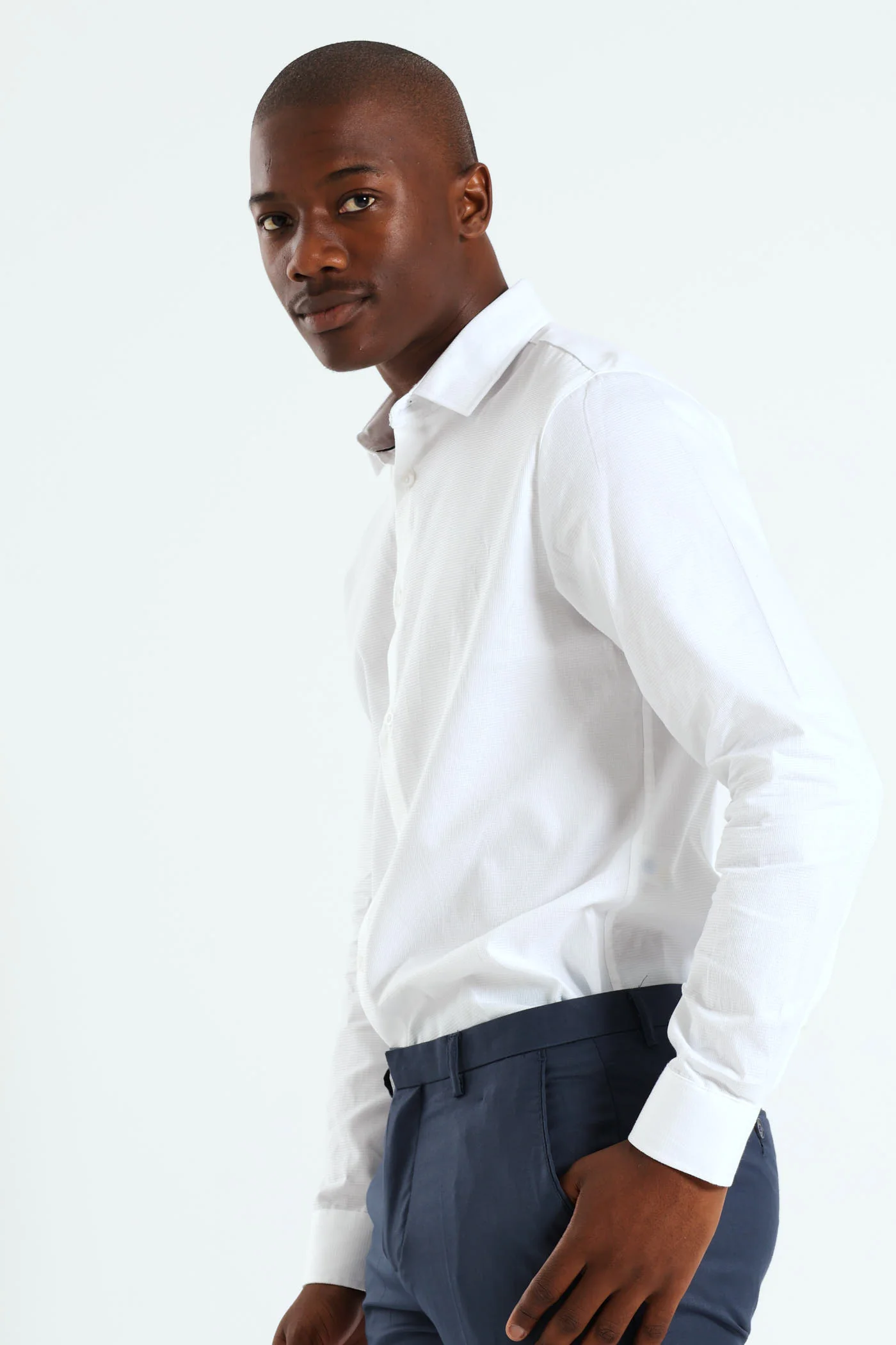 Melange Textured Shirt - White - Image 2
