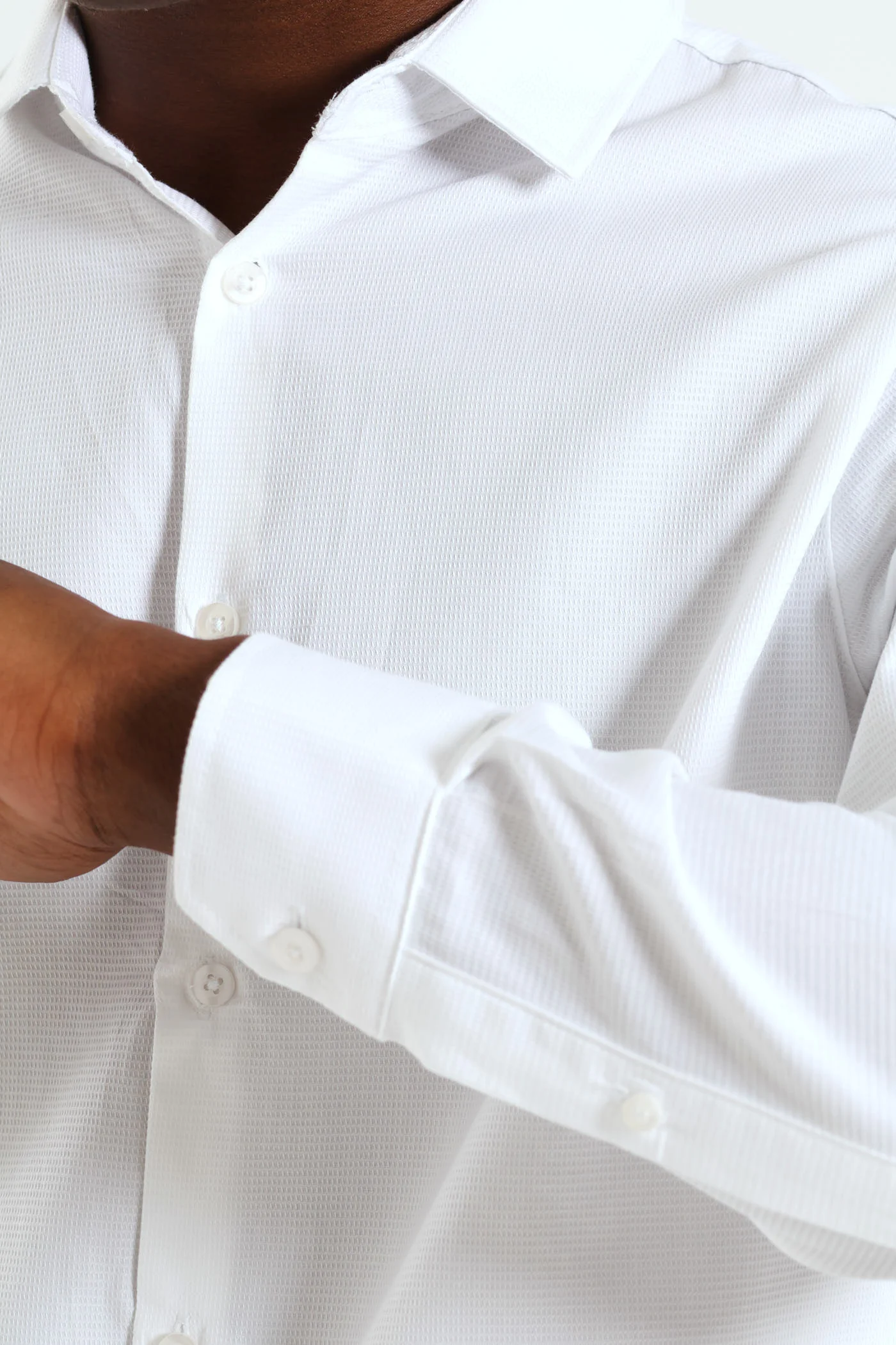 Melange Textured Shirt - White - Image 4