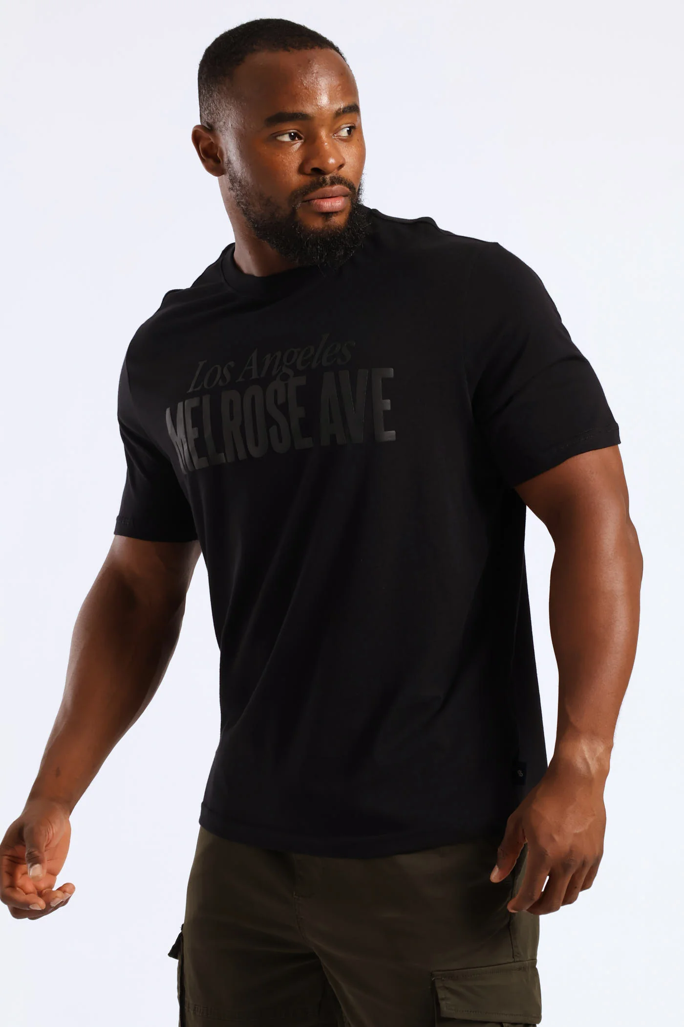 Melrose Ave HD Print Tee - Black - Image 3
