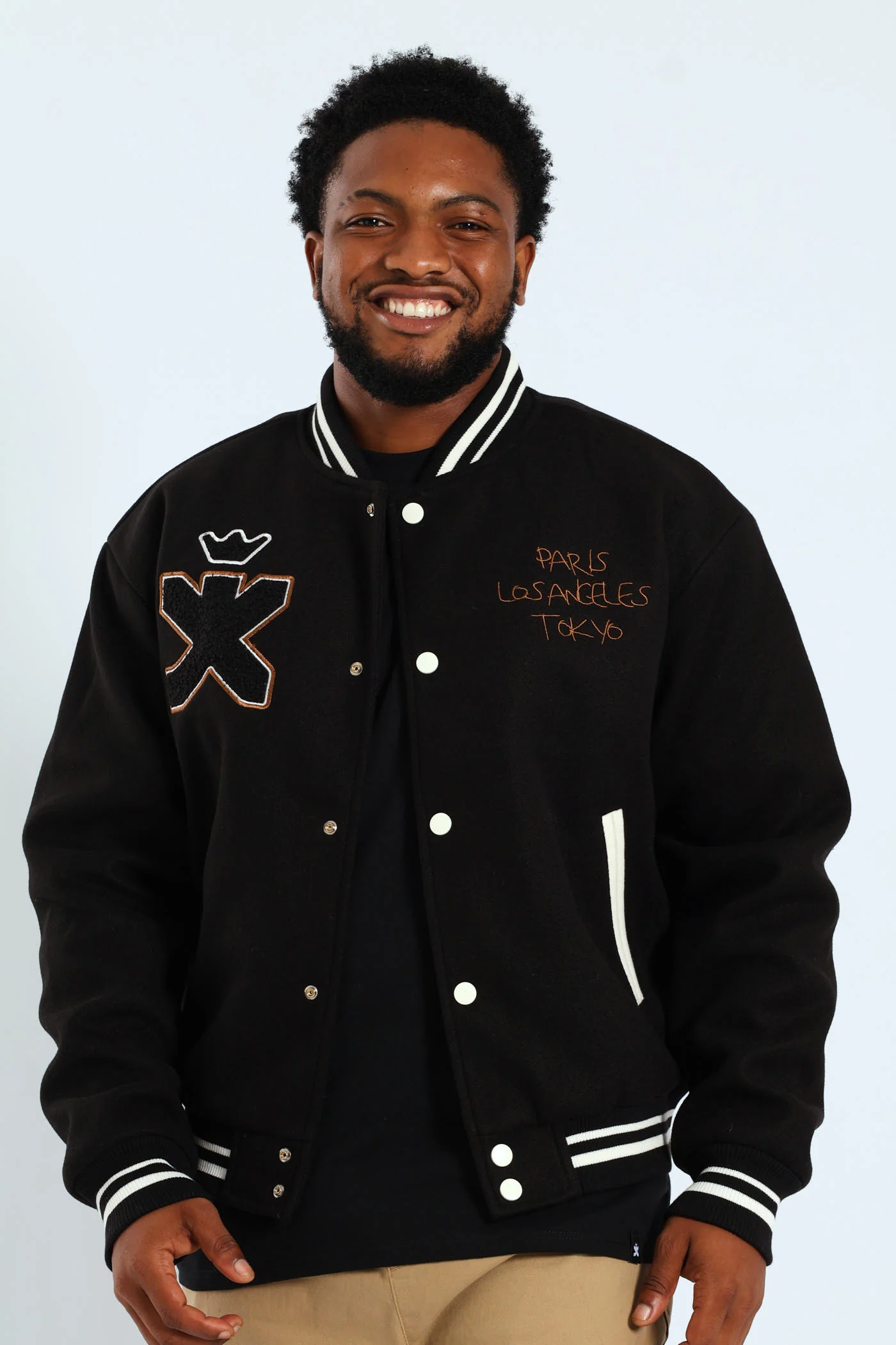 Melton Baseball Jacket - Black - Image 2
