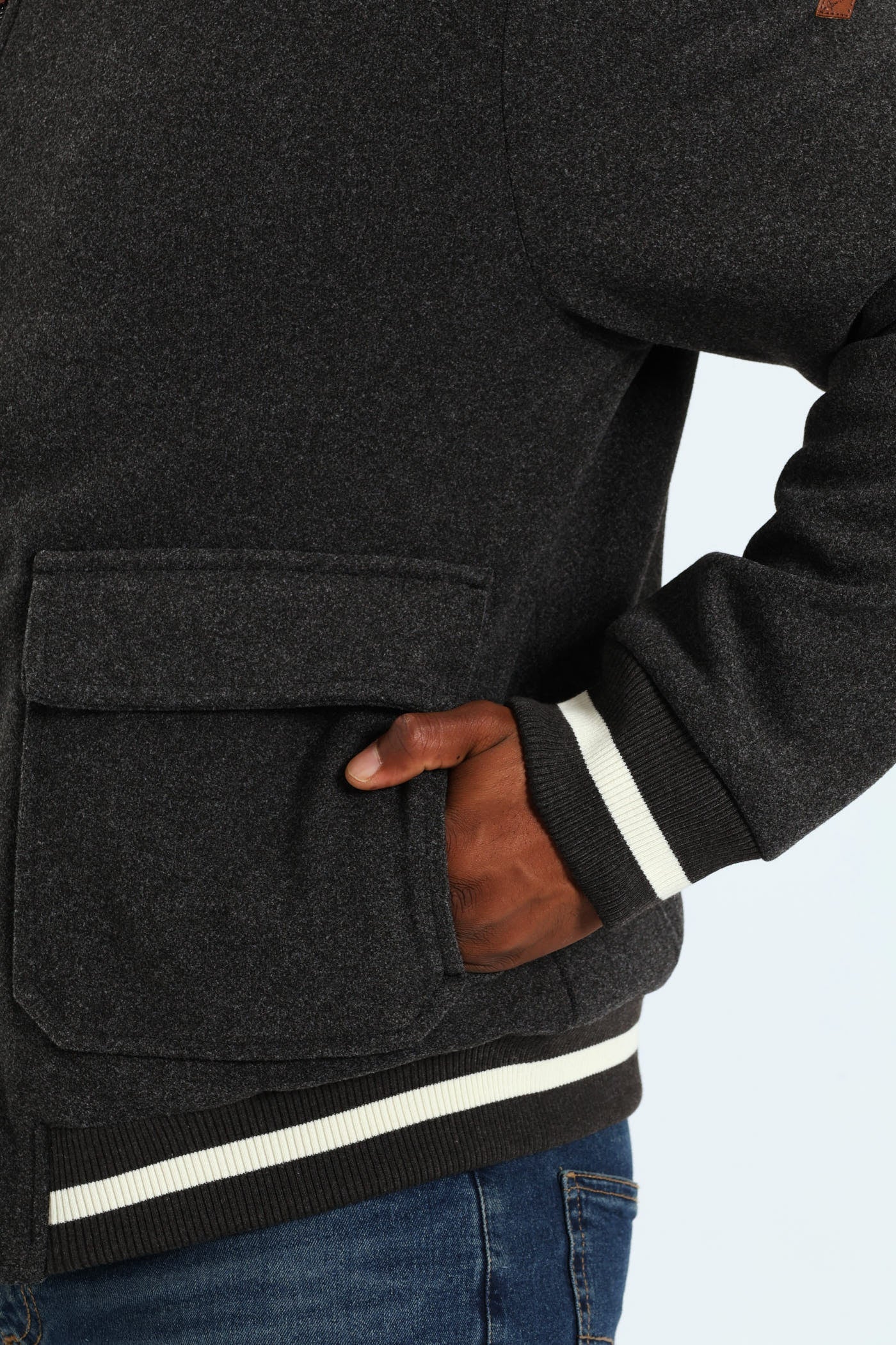 Melton Bomber Jacket - Charcoal - Image 10