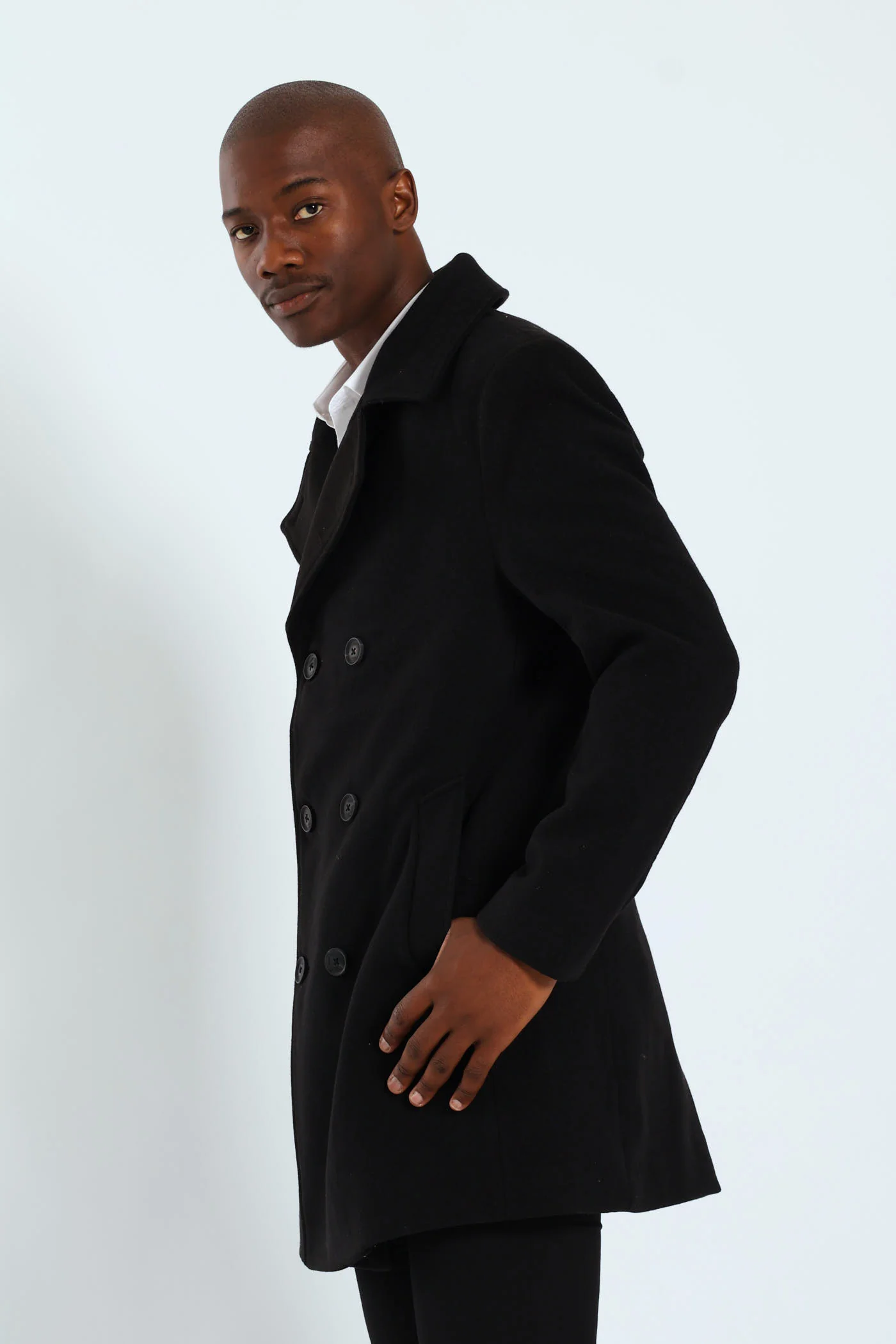 Melton Coat - Black - Image 9