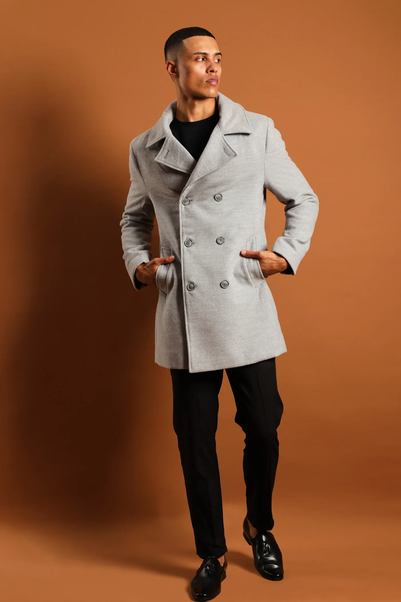 Melton Coat - Grey Melange - Image 3