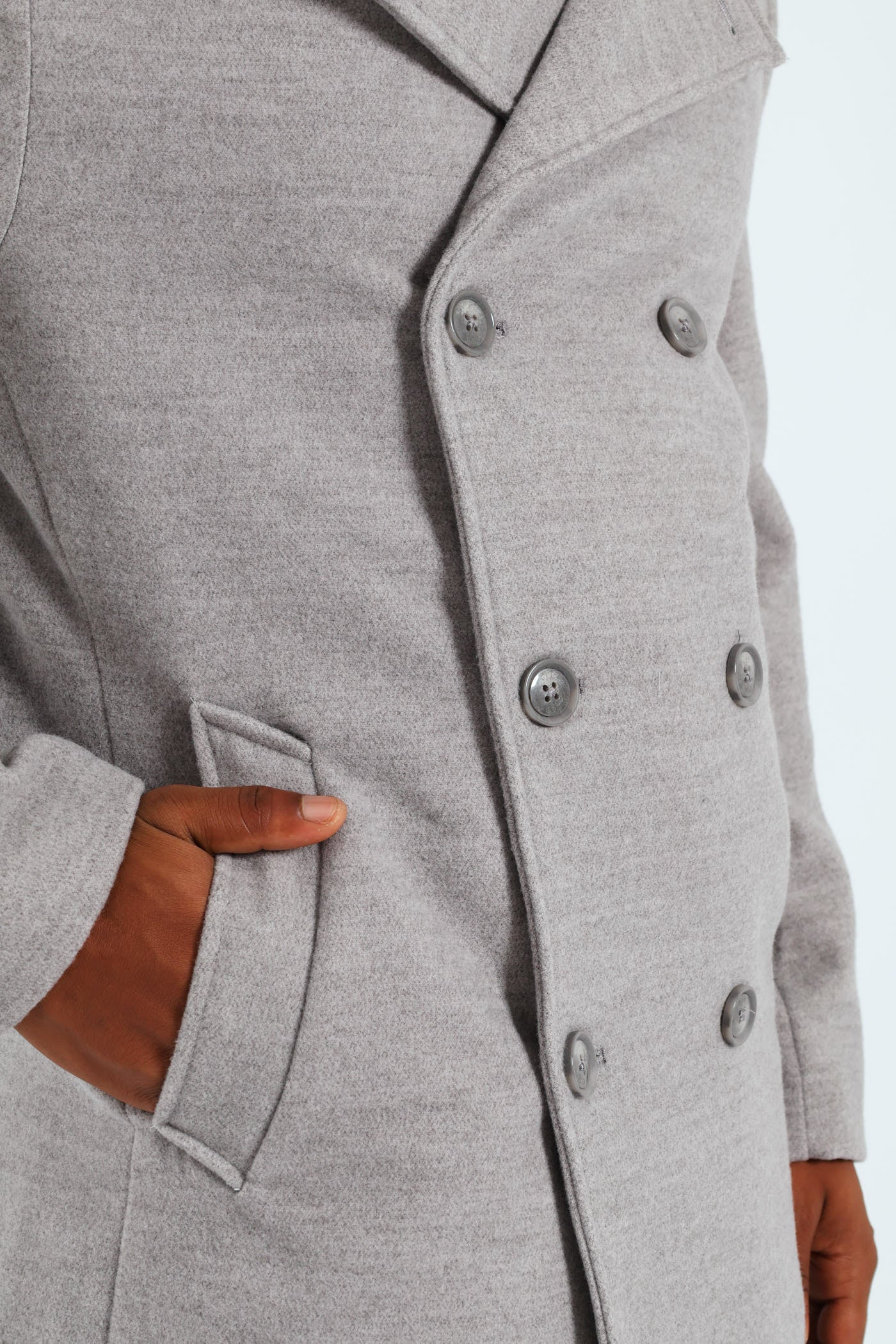 Melton Coat - Grey Melange - Image 6