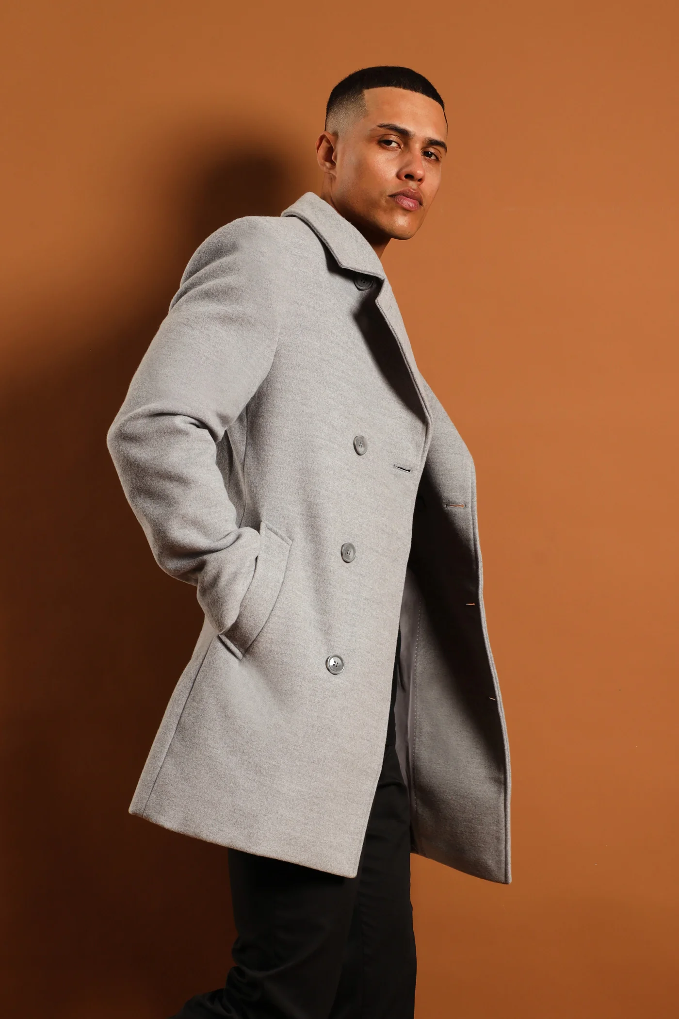 Melton Coat - Grey Melange - Image 7