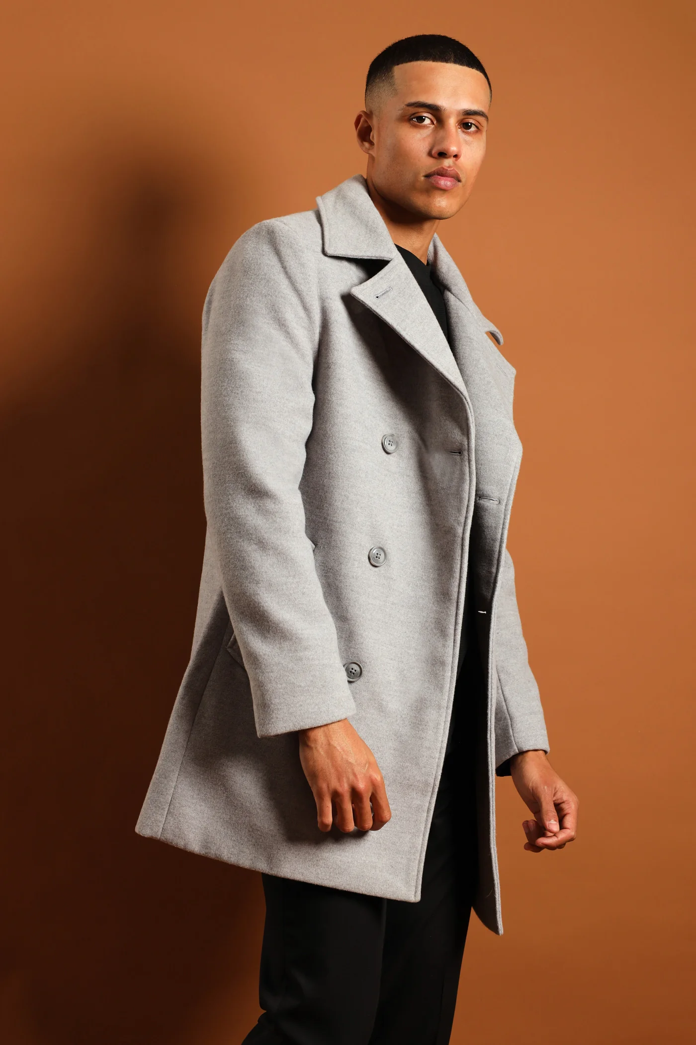 Melton Coat - Grey Melange - Image 8