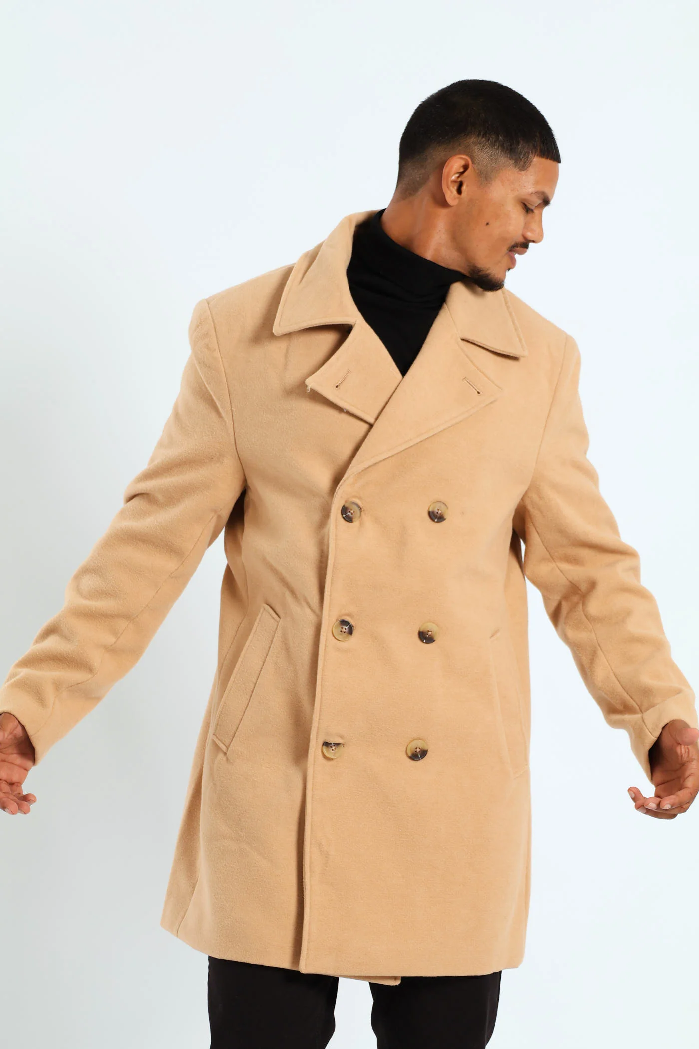 Melton Coat - Tan - Image 3