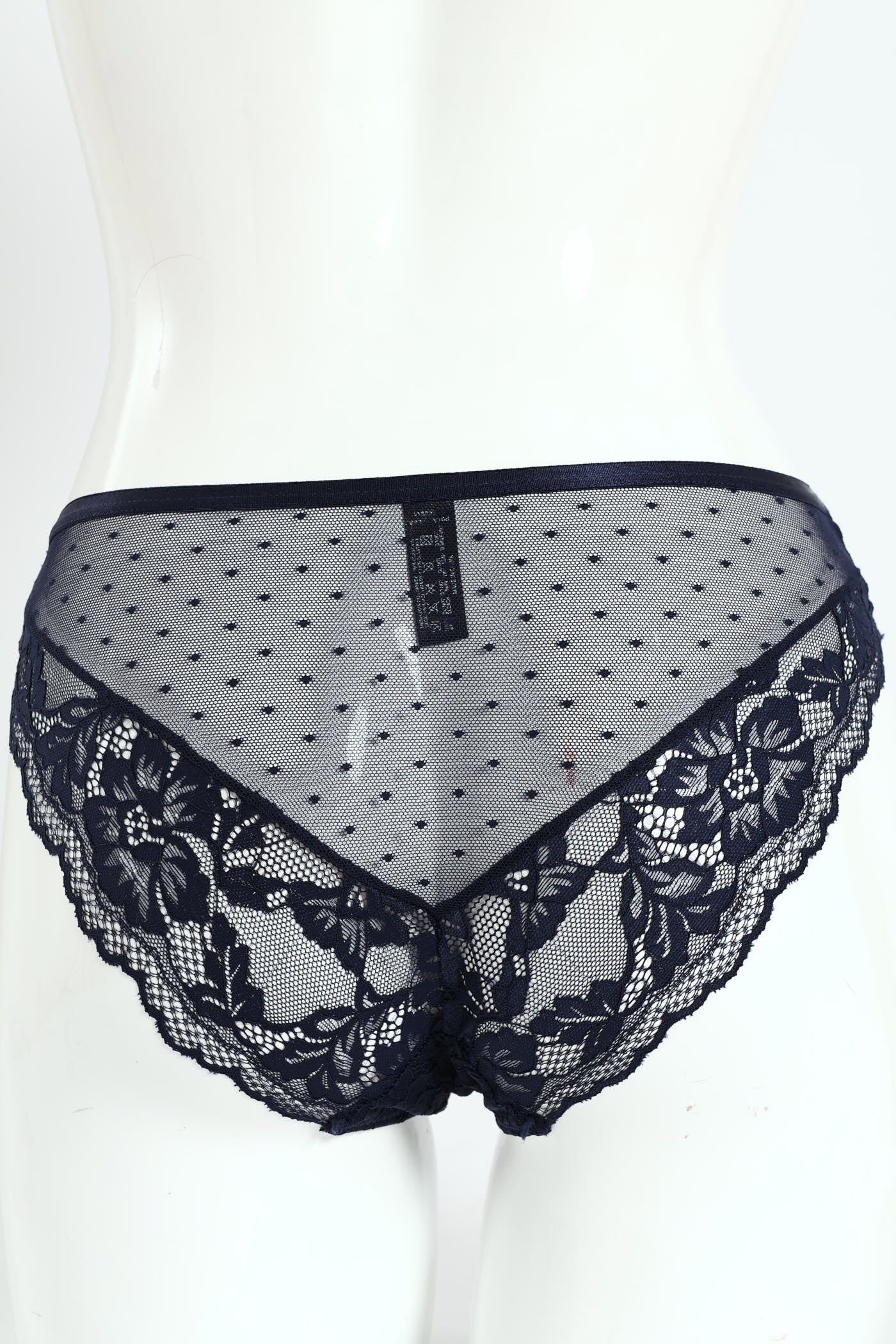 Mesh & Lace Bikini Panty - Navy - Image 2