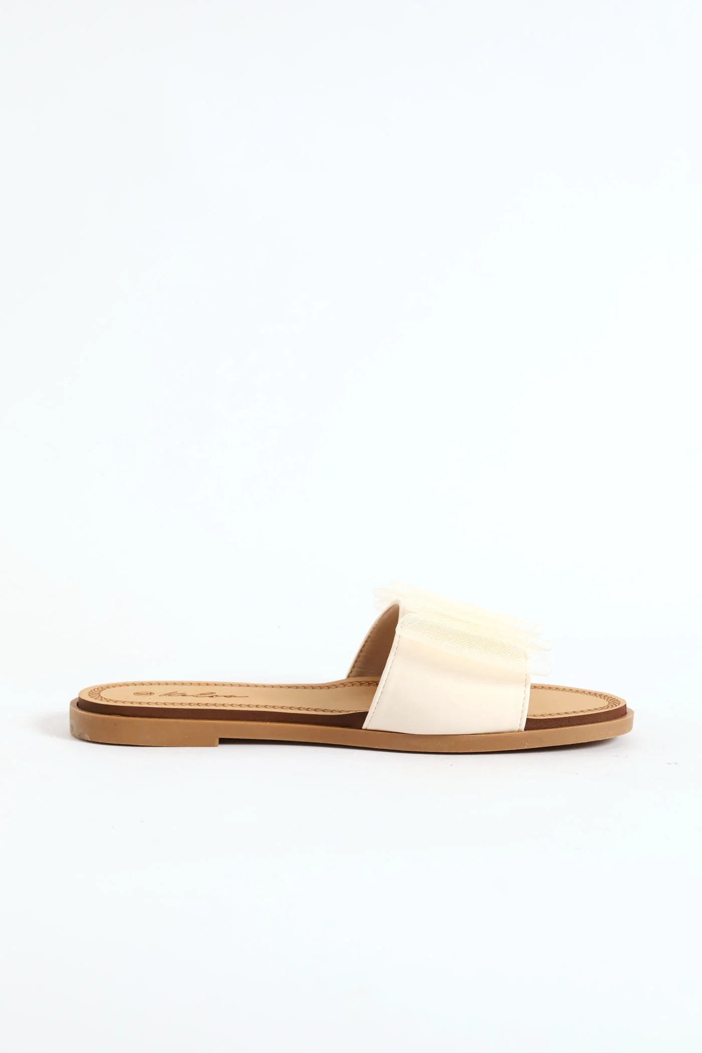 Mesh Bow Upper On Comfort Outsole Sandal - Natural - Image 3