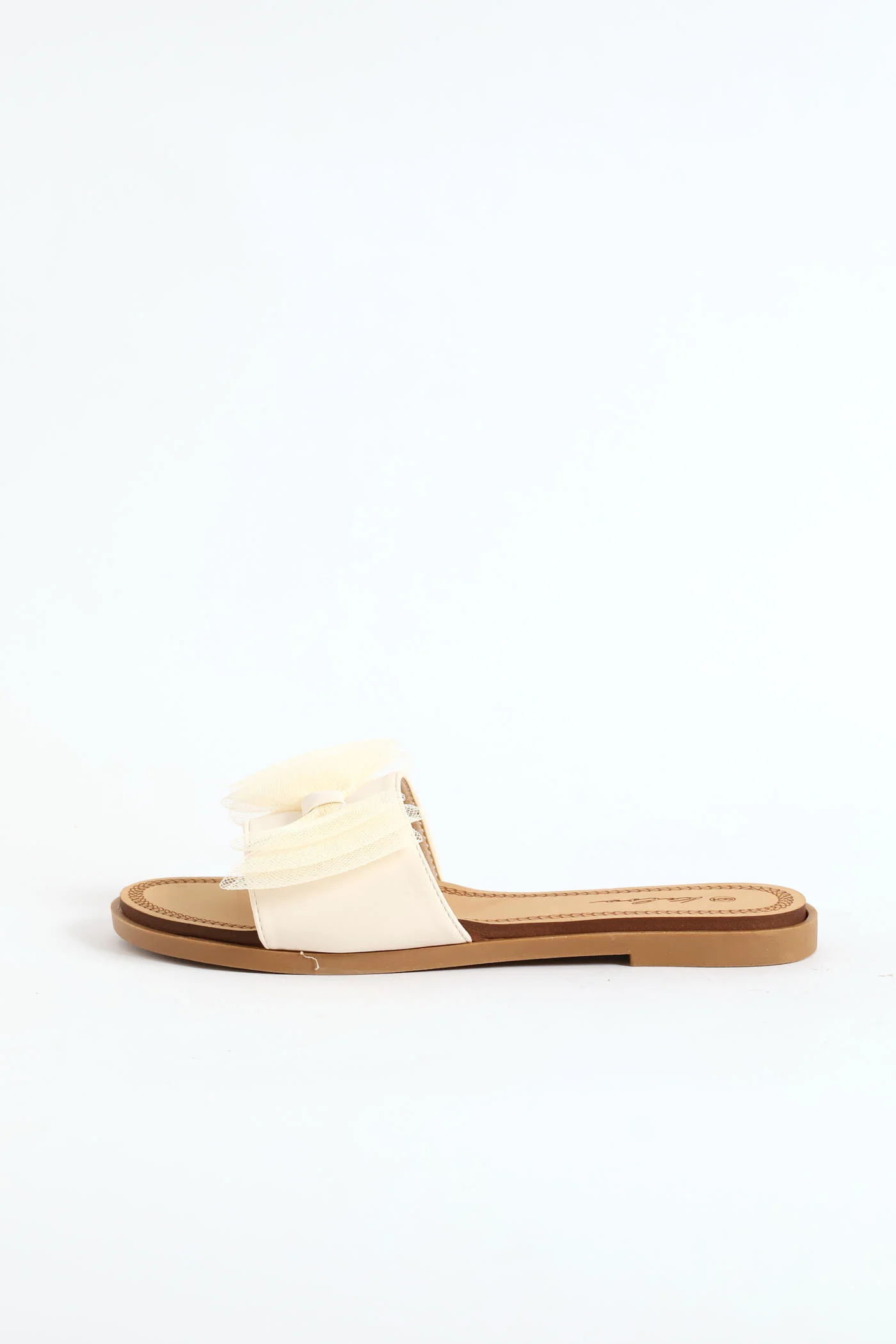 Mesh Bow Upper On Comfort Outsole Sandal - Natural - Image 4