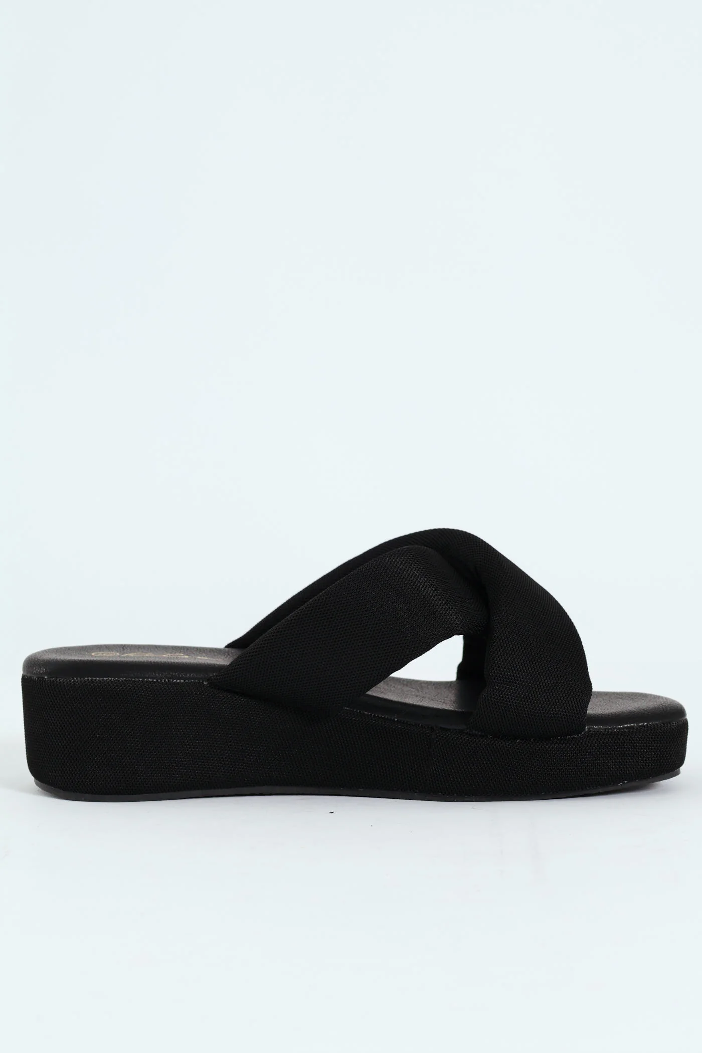 Mesh Crosstrap On Flatform Sandal - Black - Image 3