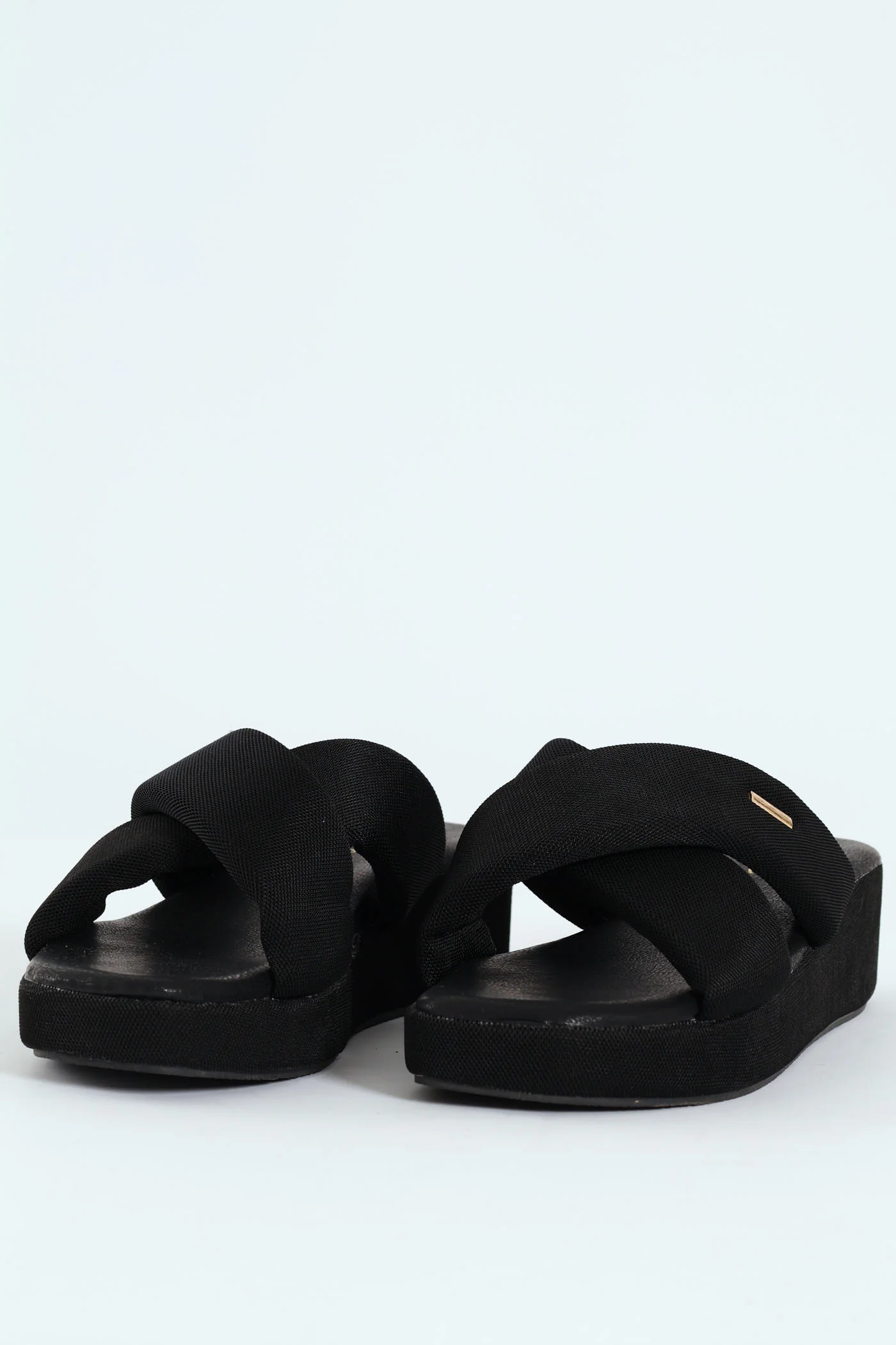 Mesh Crosstrap On Flatform Sandal - Black - Image 5