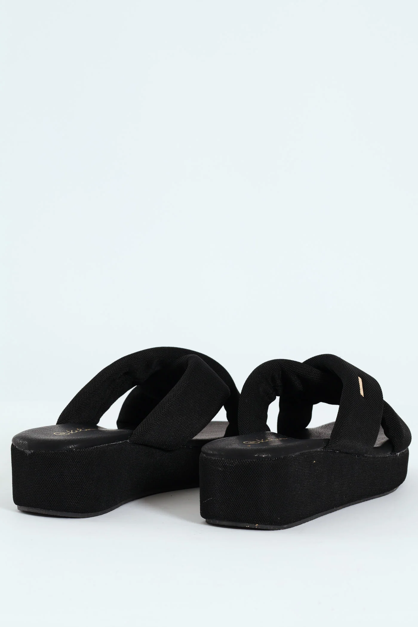 Mesh Crosstrap On Flatform Sandal - Black - Image 6