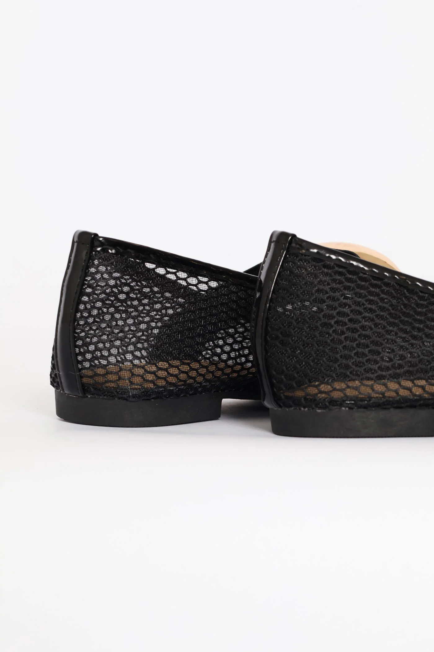Mesh Maryjane Pump With Gold Trim Detail - Black - Image 4