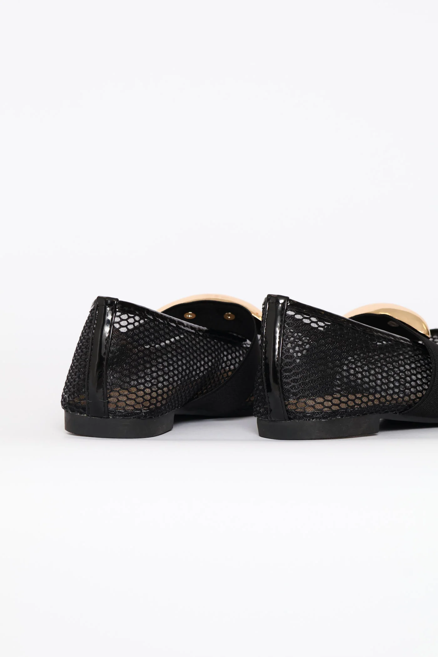 Mesh Maryjane Pump With Gold Trim Detail - Black - Image 6