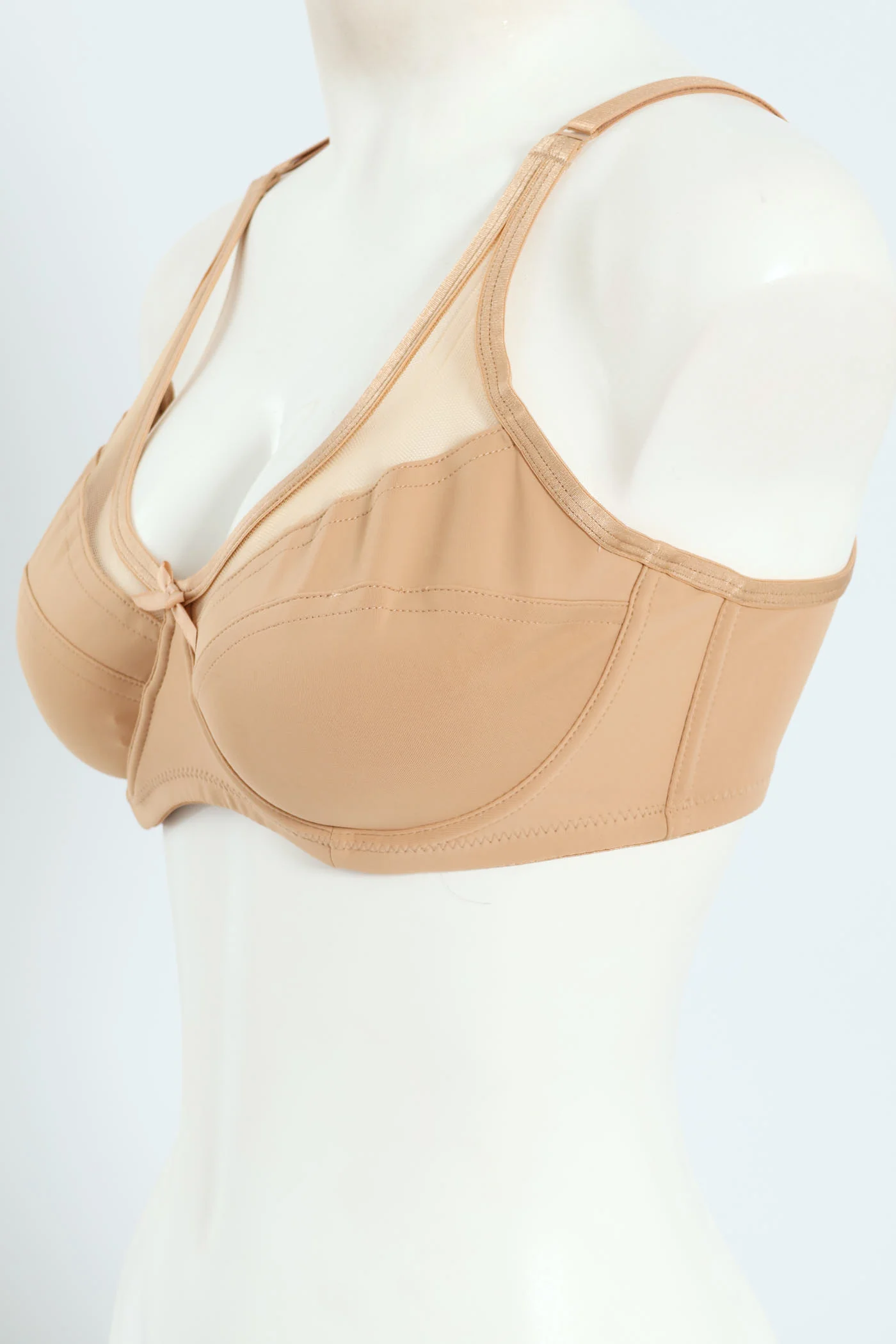 Mesh Trim Minimiser Bra - Beige - Image 3