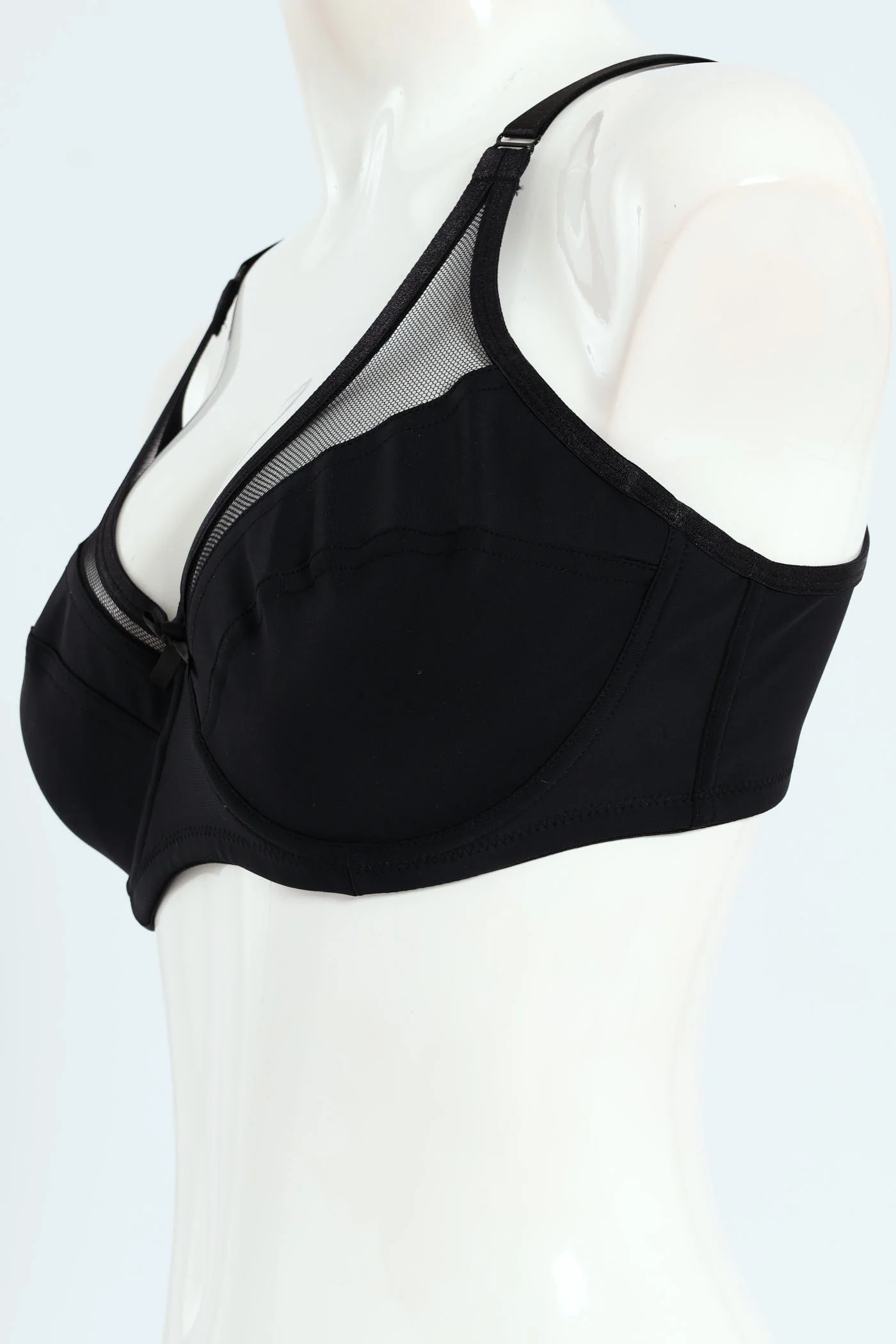 Mesh Trim Minimiser Bra - Black - Image 2