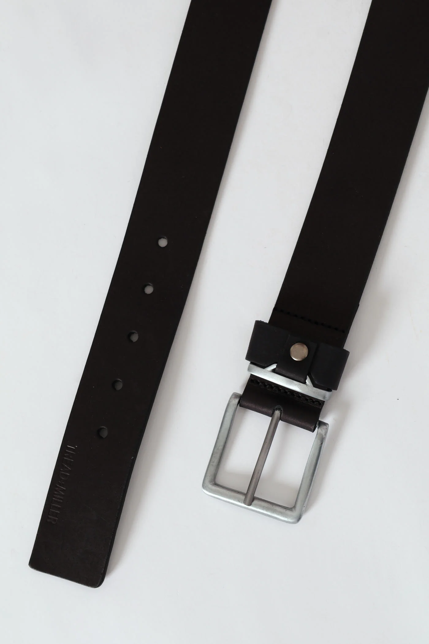 Metal & Leather Belt - Black - Image 2