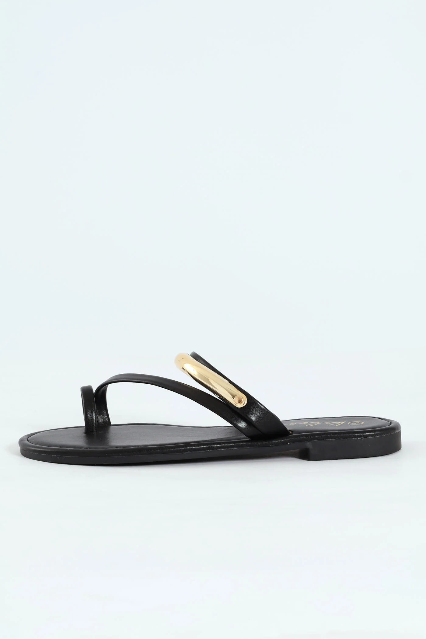 Metal Bar Detail Toe Post Sandal - Black - Image 4