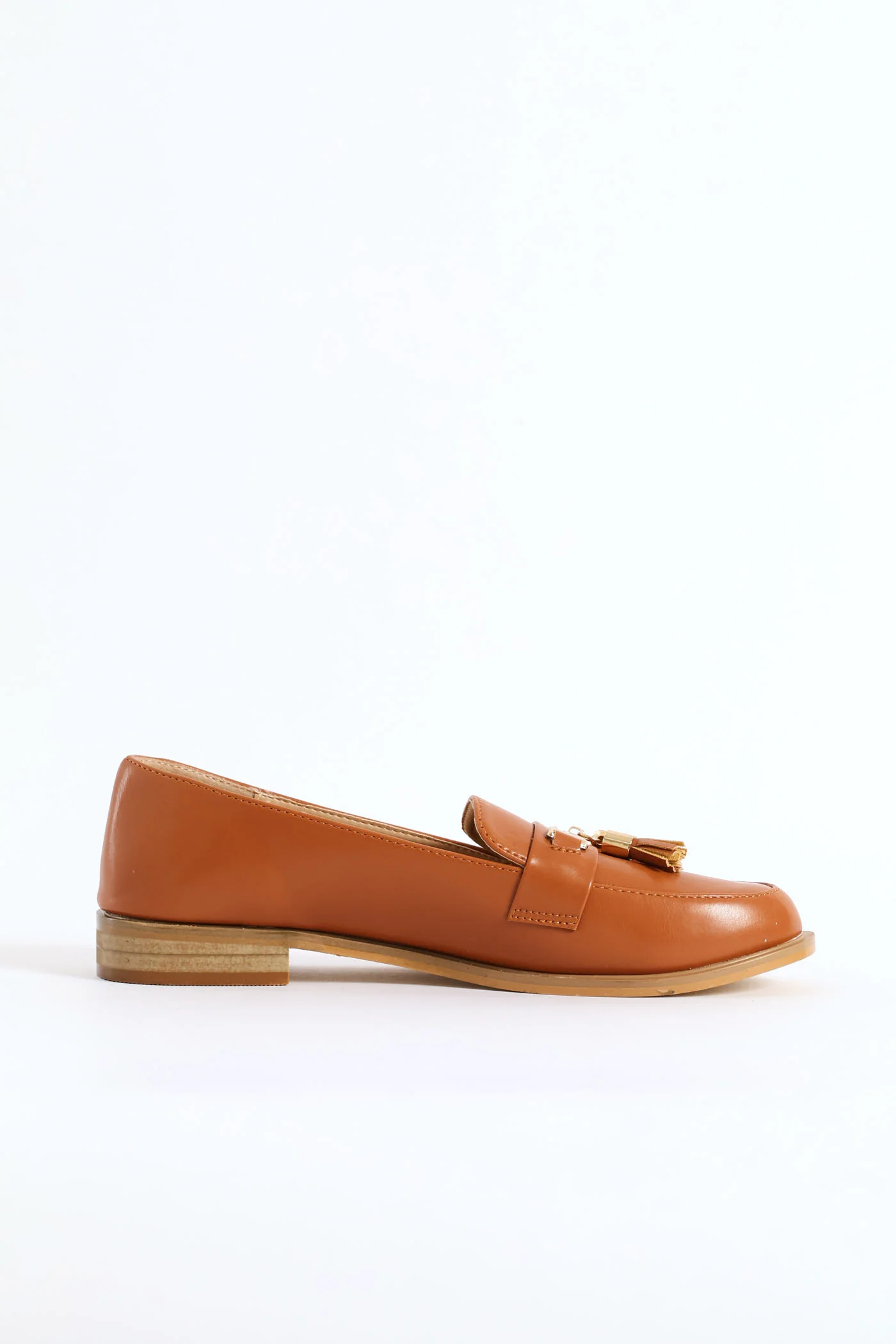 Metal Bar Tassle Patent Smart Loafer - Tan - Image 3