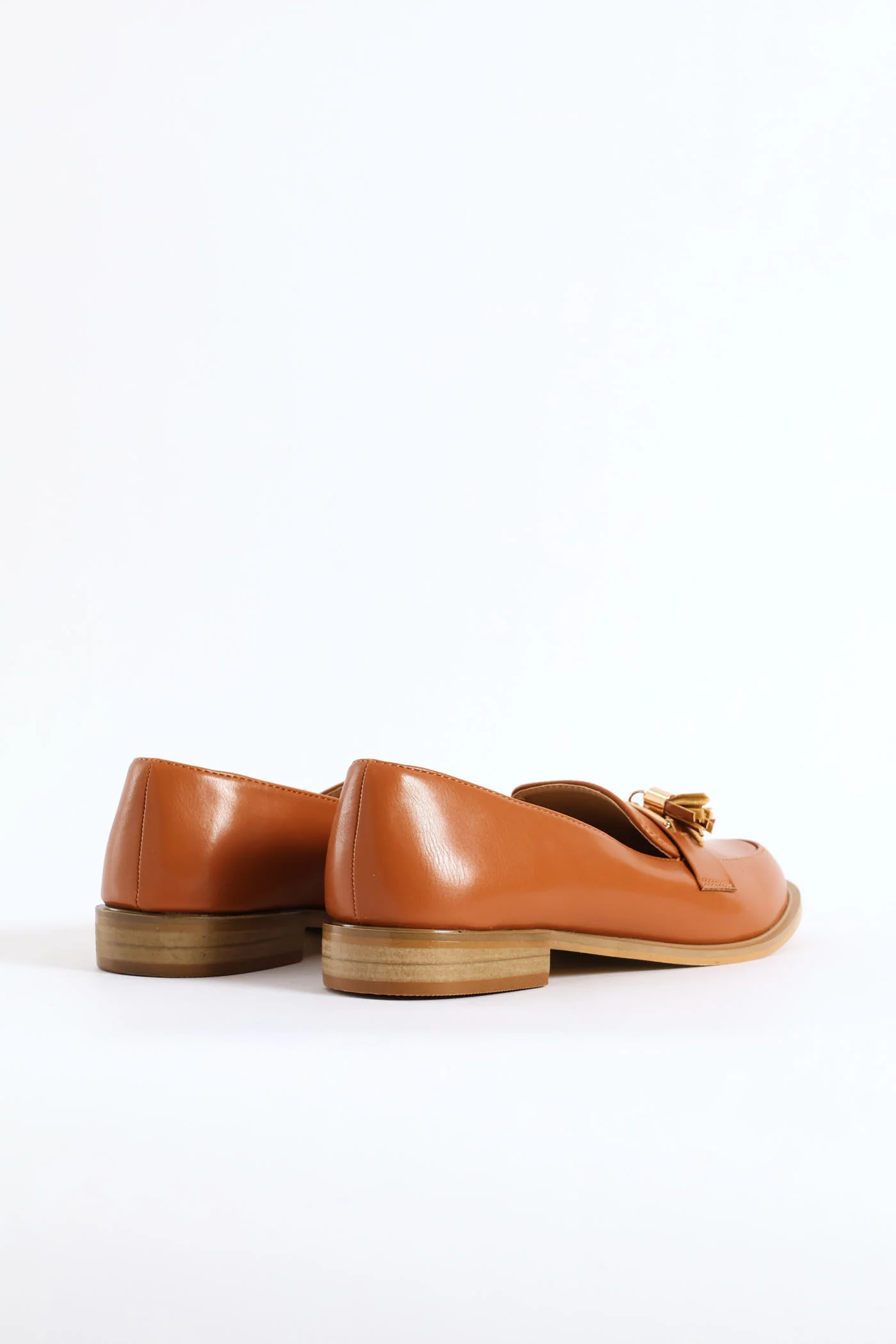 Metal Bar Tassle Patent Smart Loafer - Tan - Image 6