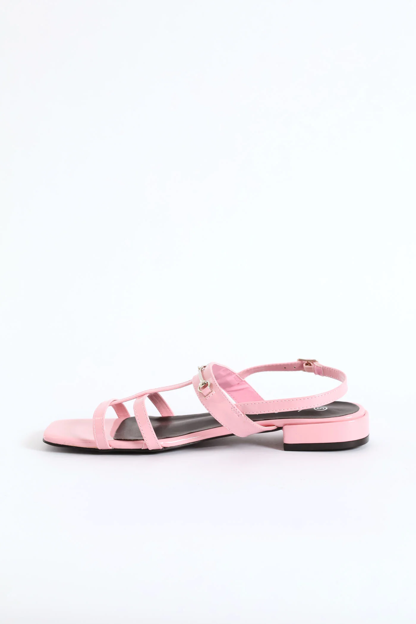 Metal Bar Thin Strap T-Bar Sandal - Light Pink - Image 4