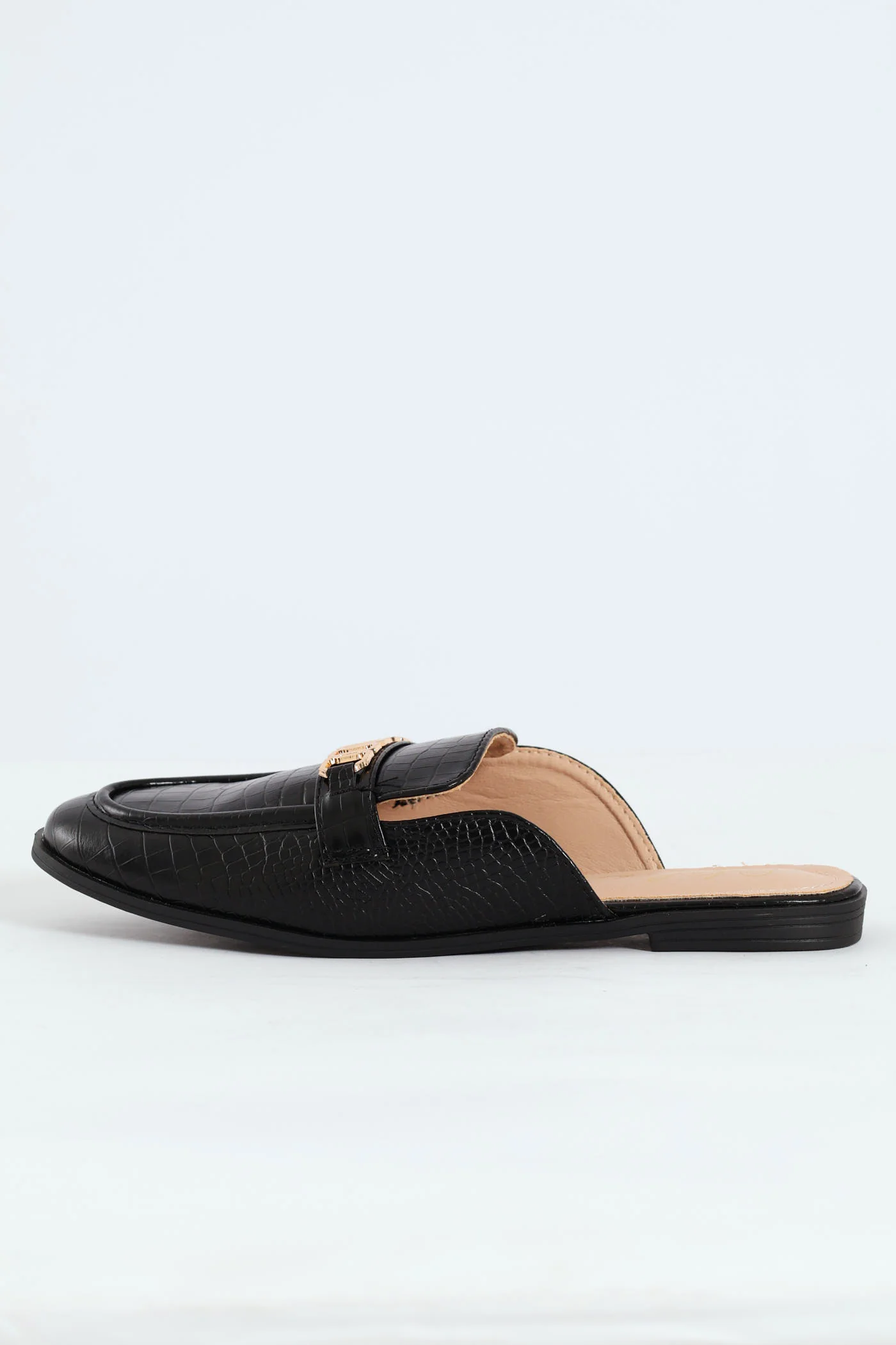 Metal Chain Push In Mule - Black - Image 4