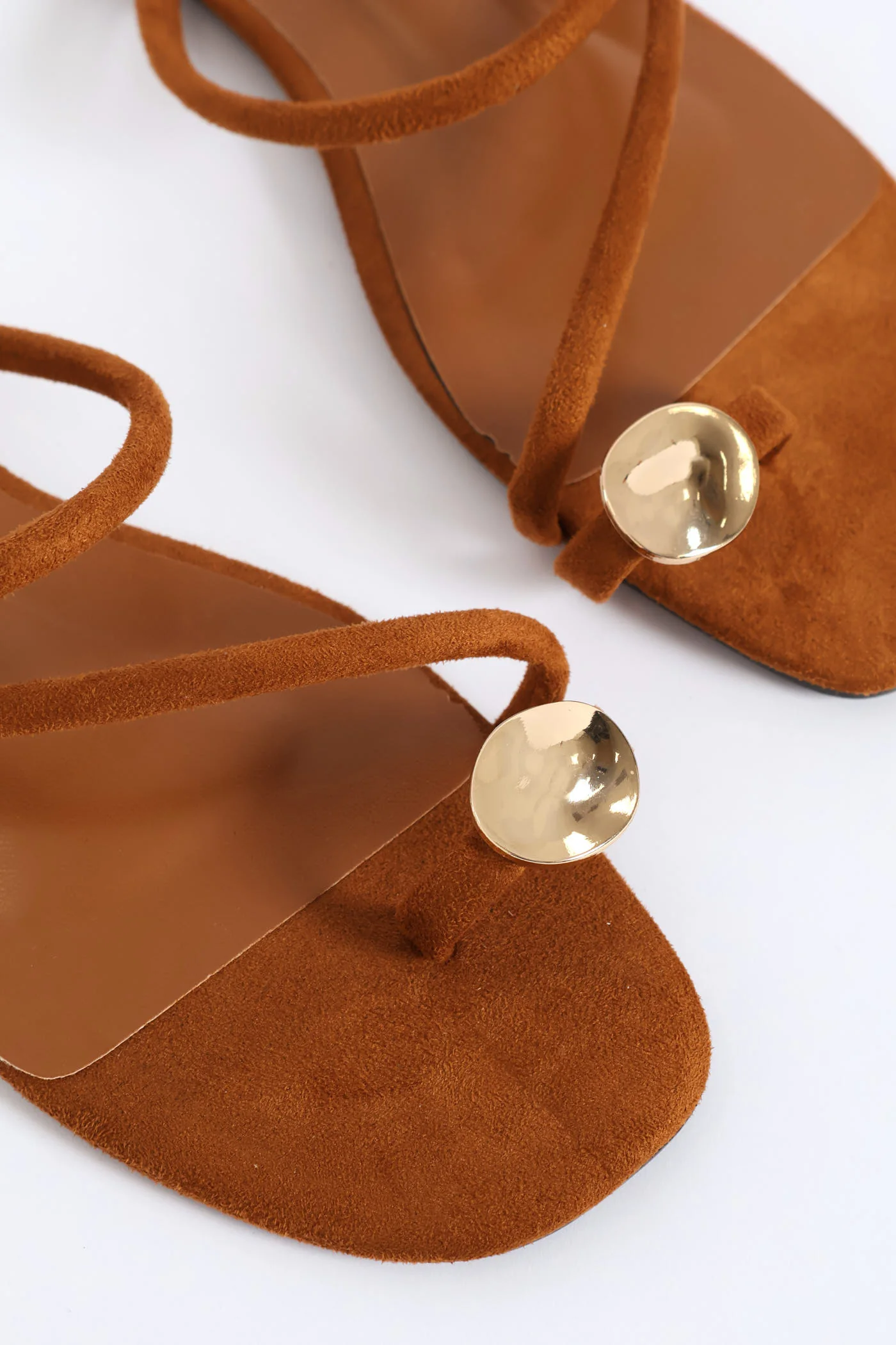 Metal Circle Trim Basic Toe Post Mule Sandal - Chocolate - Image 2