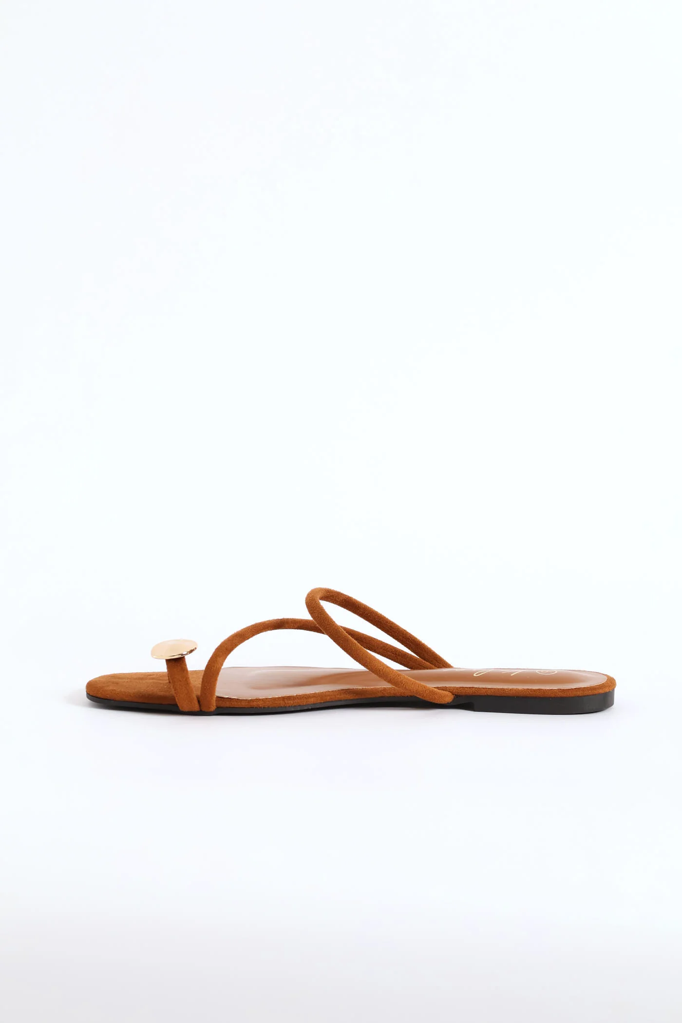 Metal Circle Trim Basic Toe Post Mule Sandal - Chocolate - Image 3
