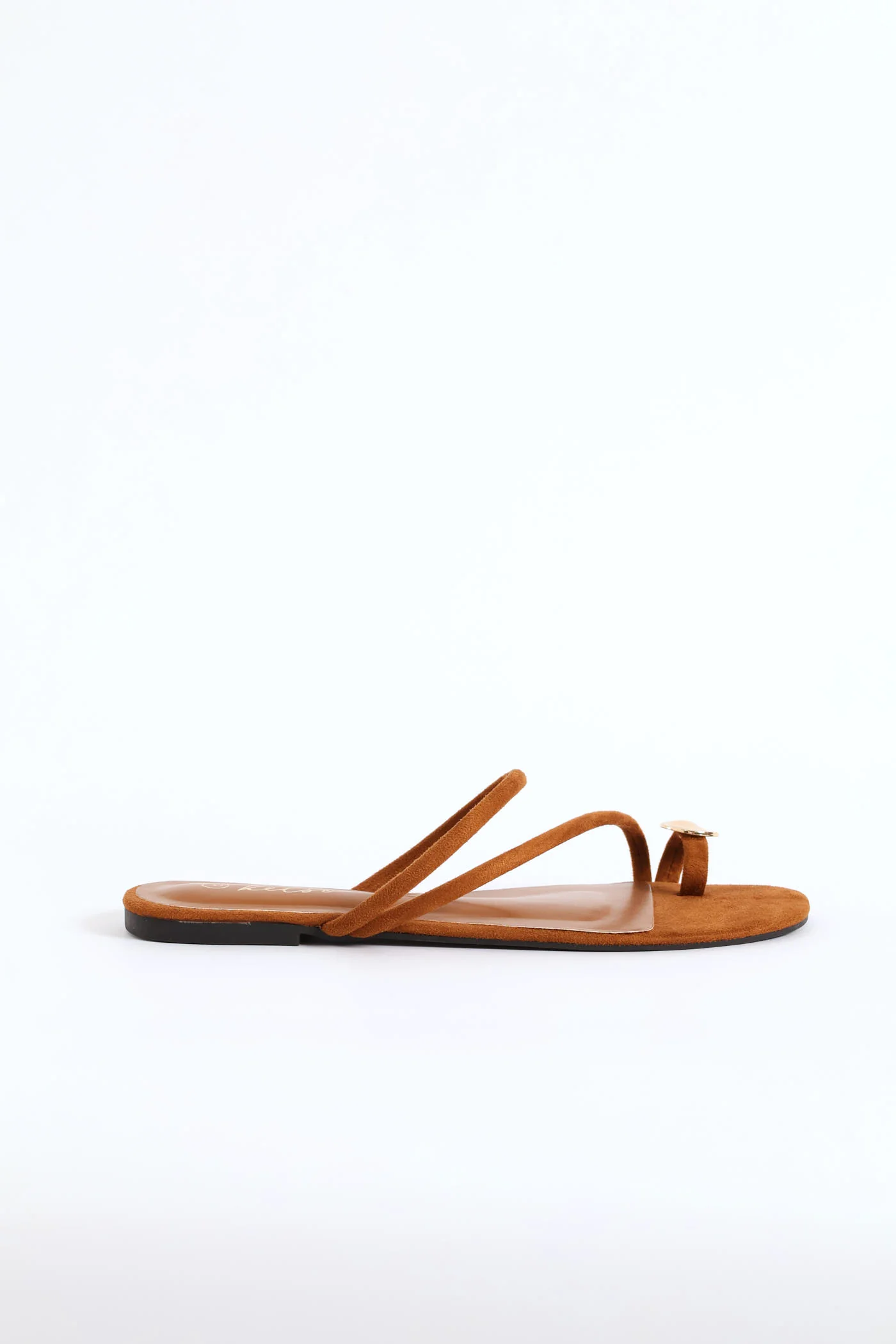 Metal Circle Trim Basic Toe Post Mule Sandal - Chocolate - Image 4